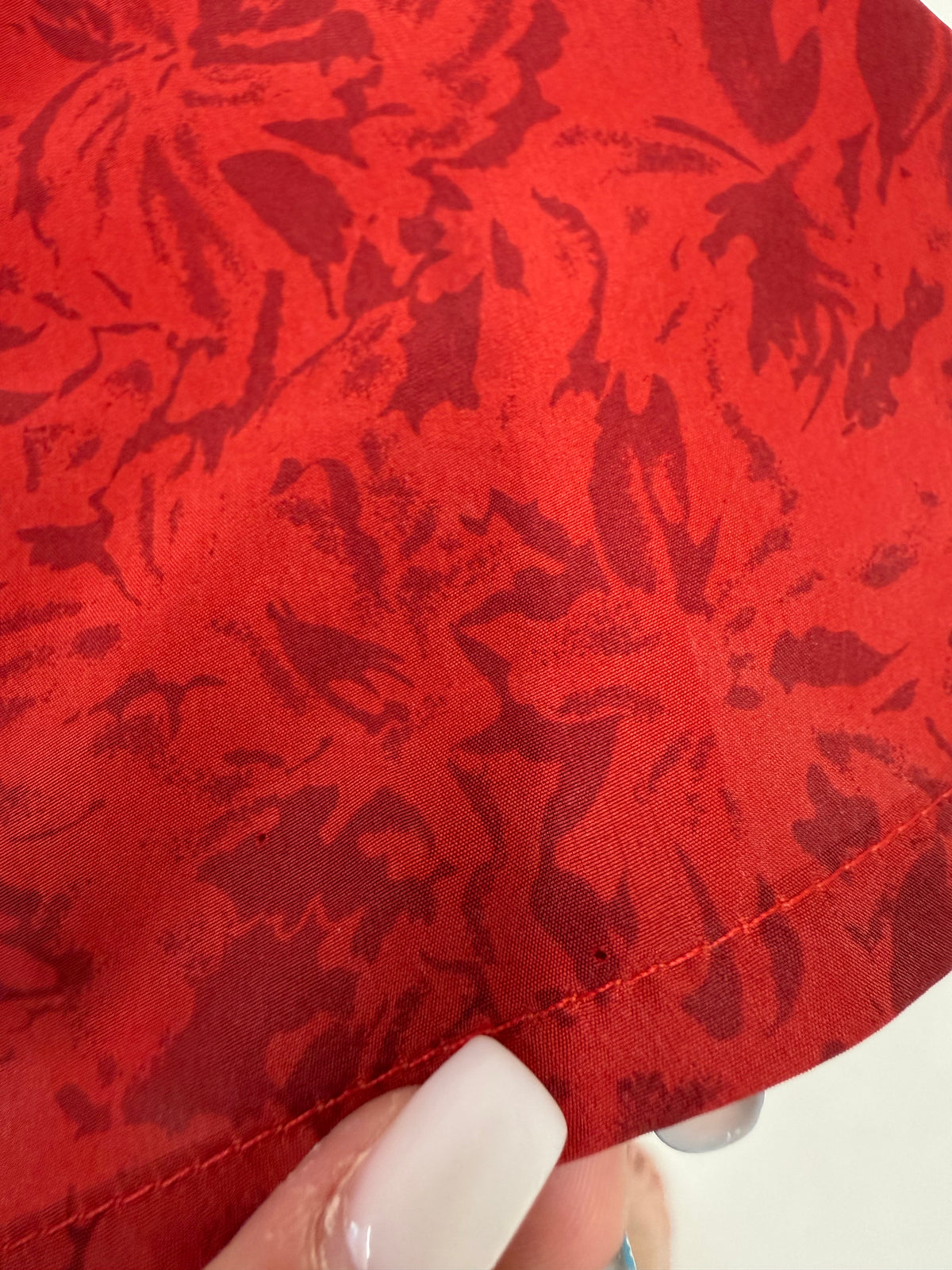 Cămașa dark red din mătase naturală texturată