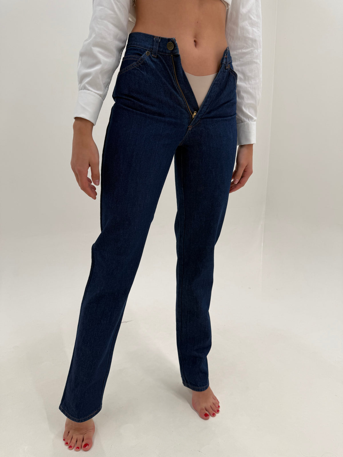 Jeans old vintage tall din material excepțional straight leg darker wash