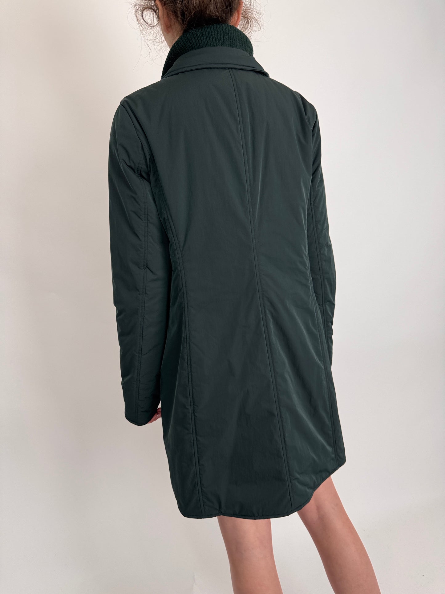 Geacă subțire de primăvară dark green din material impermeabil