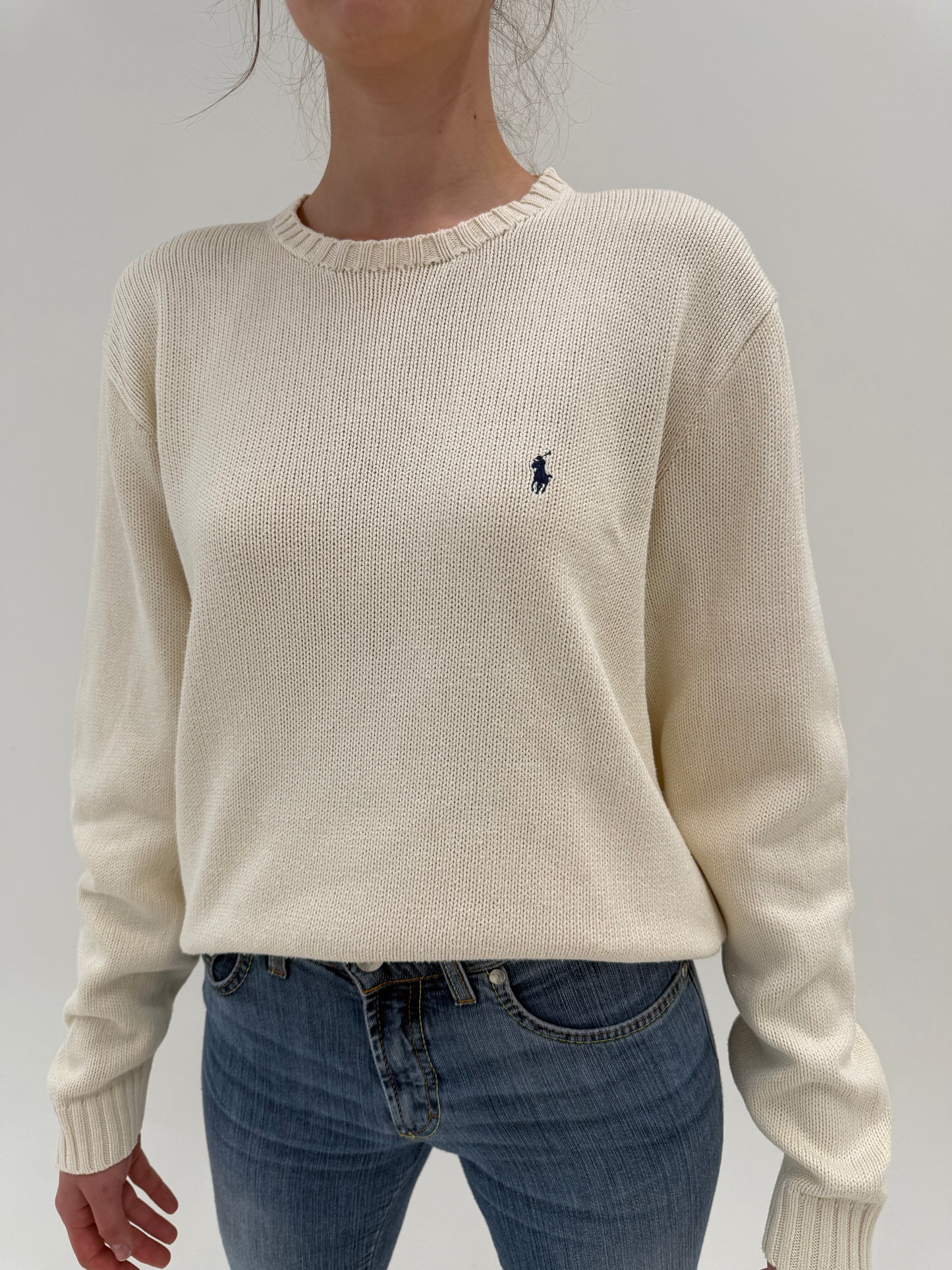 Soft knit polo butter white din bumbac de gramaj mare