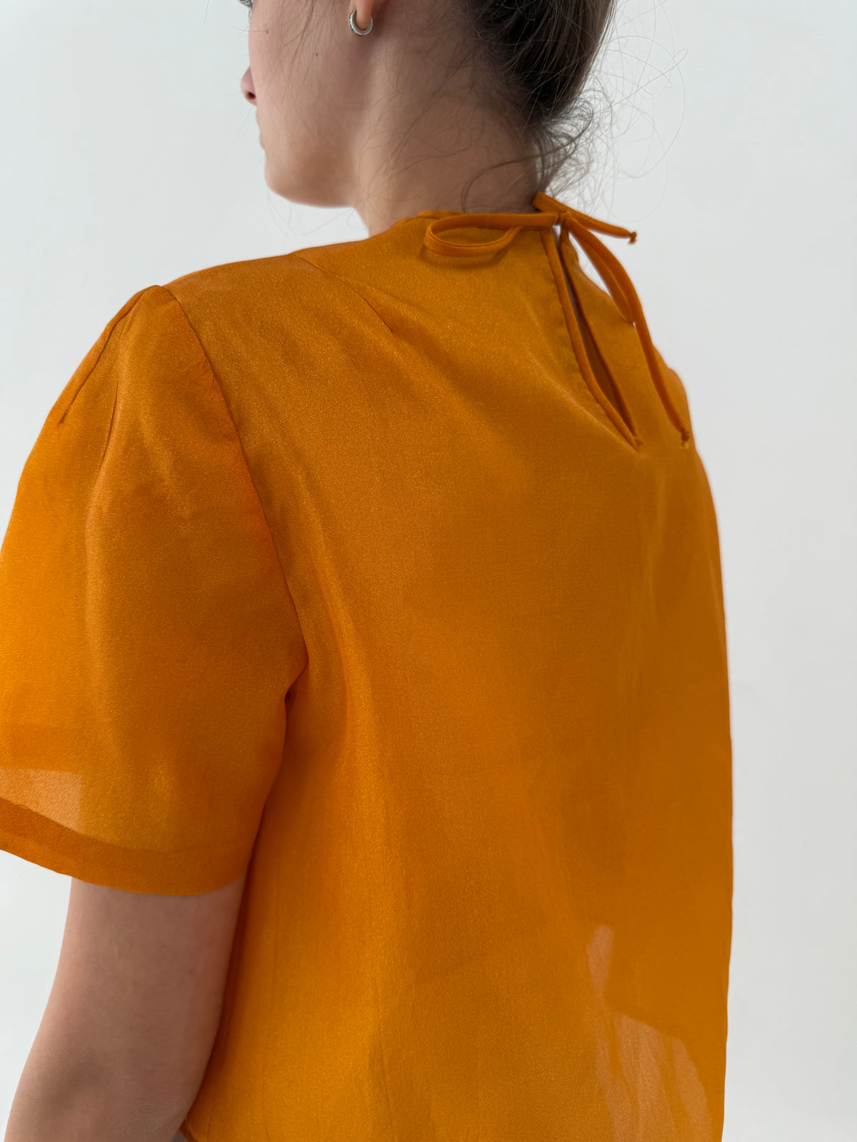 Top old vintage anii 60 din organza plină de la zi la seară cu fundiță