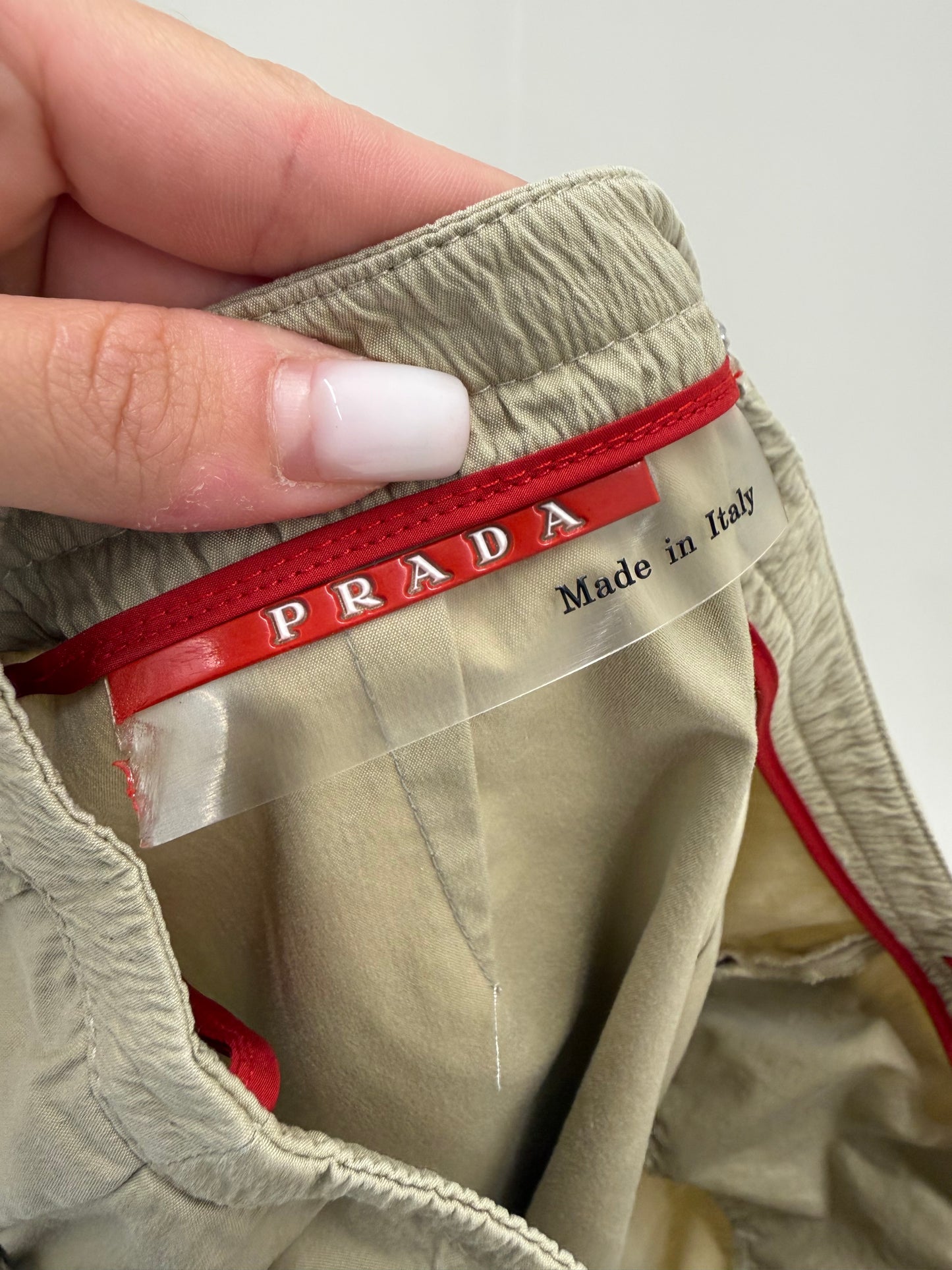 Fustă Prada vintage din canvas de bumbac camel cu influențe casual
