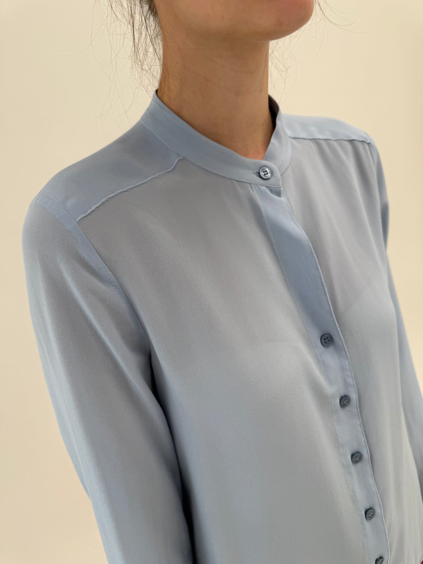 Cămașa baby blue Marella by Max Mara din mătase naturală în croi oversized