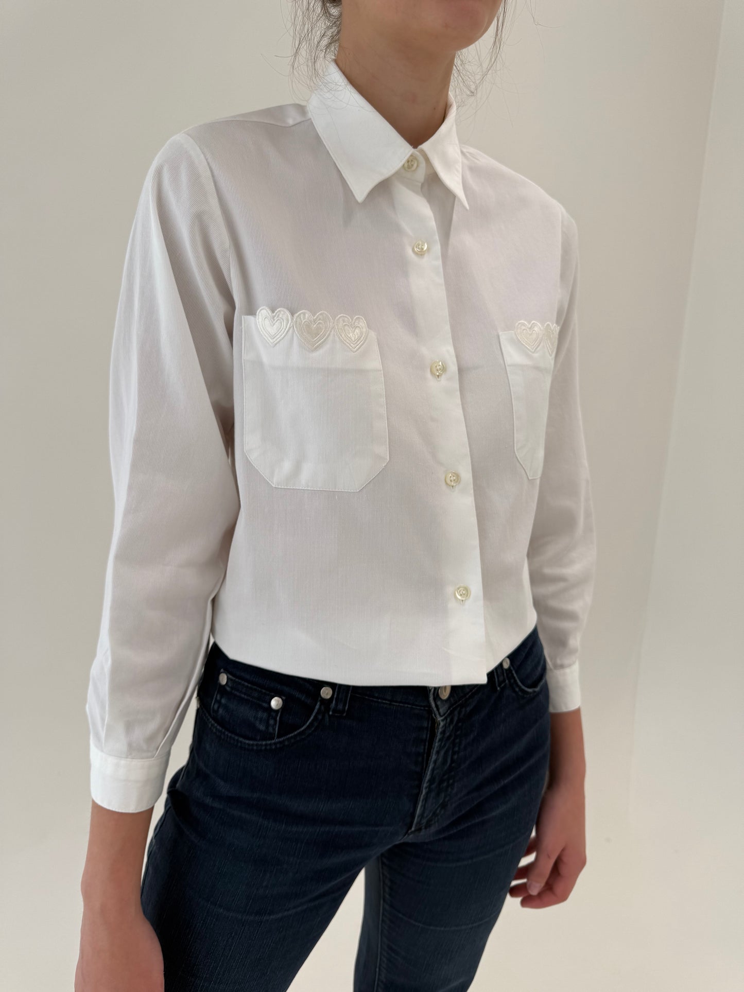 Cămașa vintage petite  din poplin excepțional cu broderie