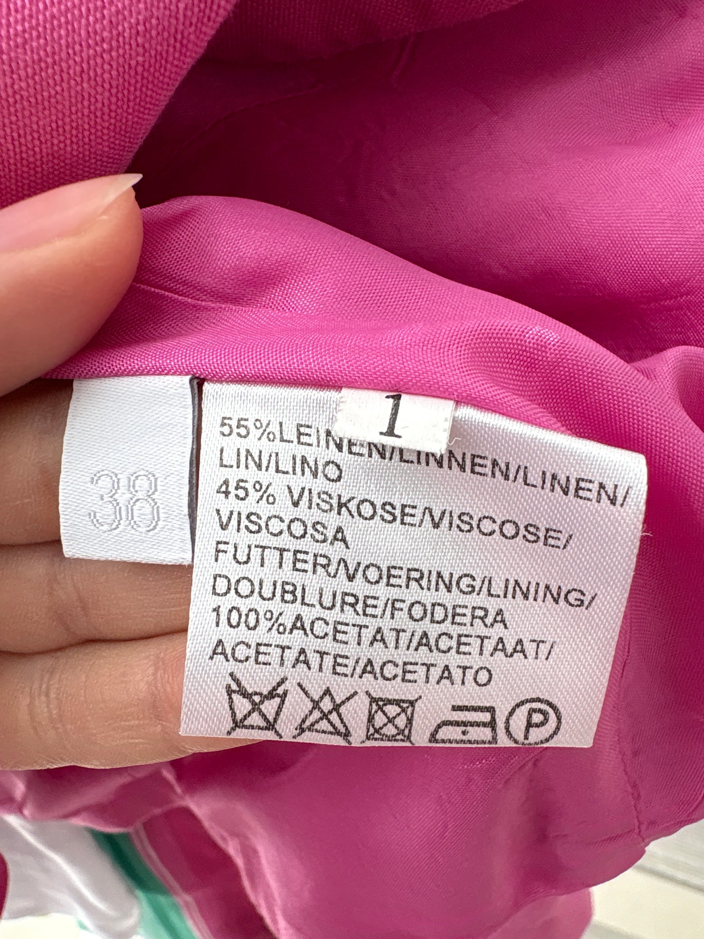 Sacou Barbie pink din pânză de in și vâscoza în croi clasic ușor cambrat