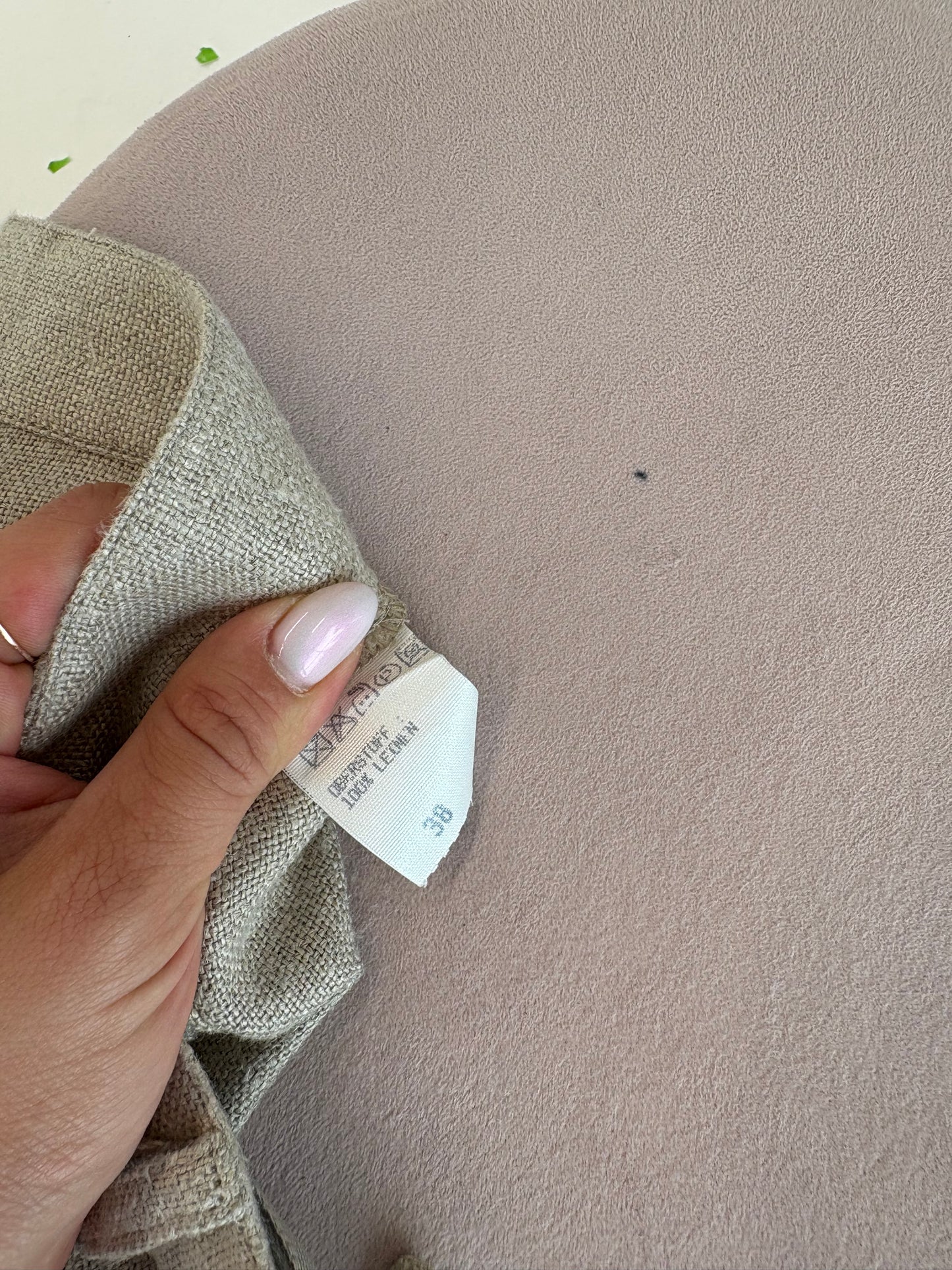 Pantaloni vintage light nude din in greu cu talie ultra înaltă