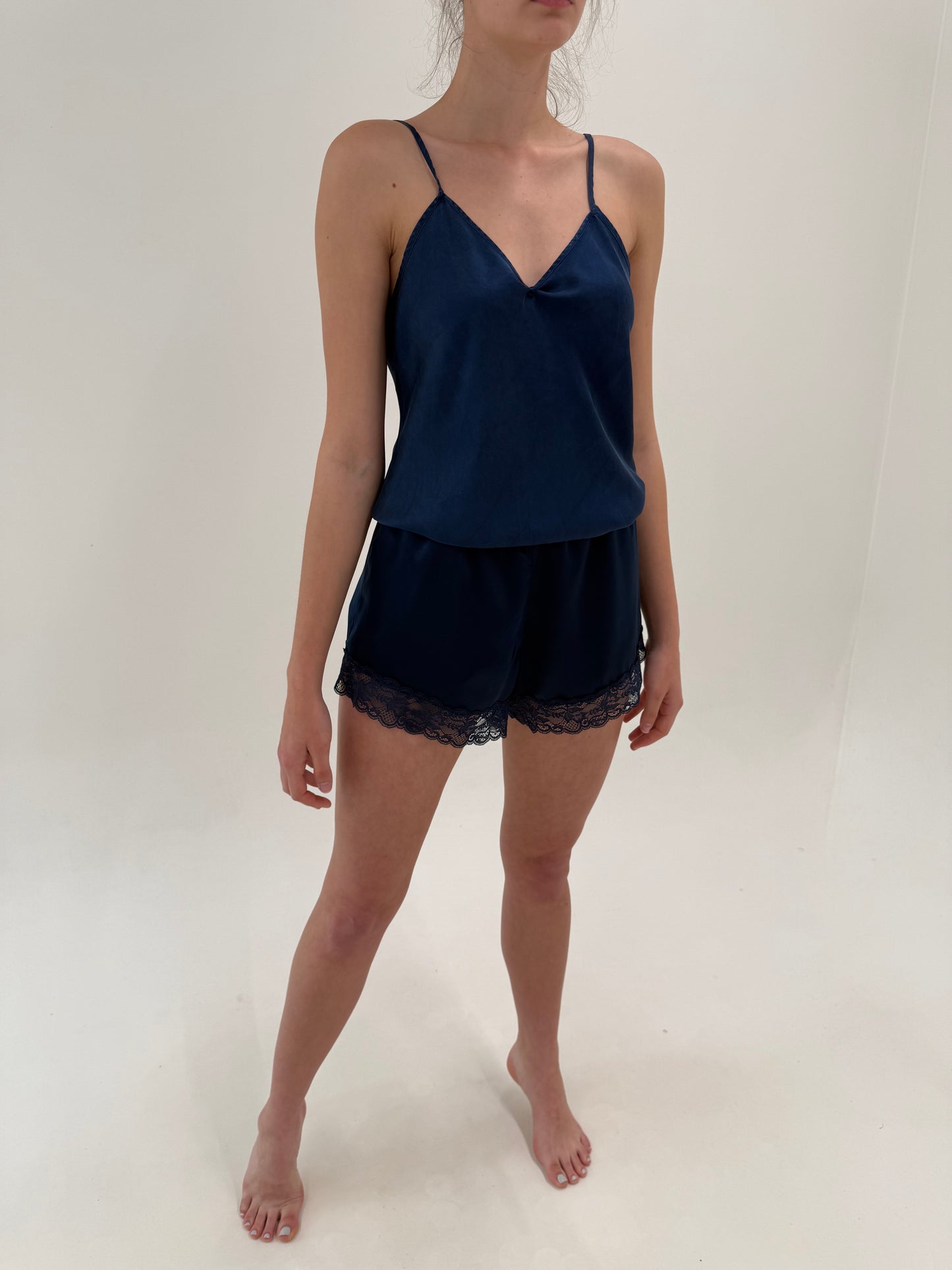 Pantaloni de pijama din mătase naturală cu talie elastică