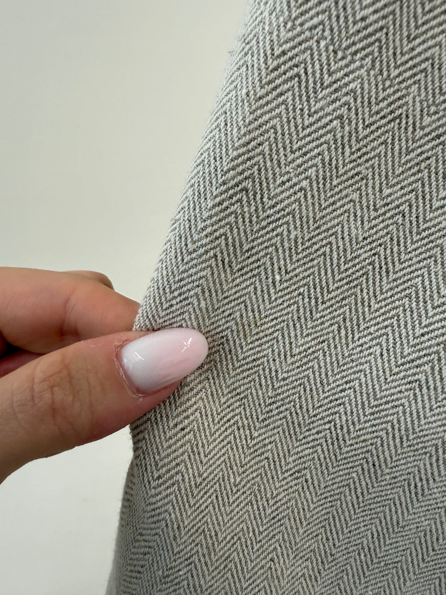 Pantaloni vintage din pânză grea de in Chevron cu talie ultra înaltă