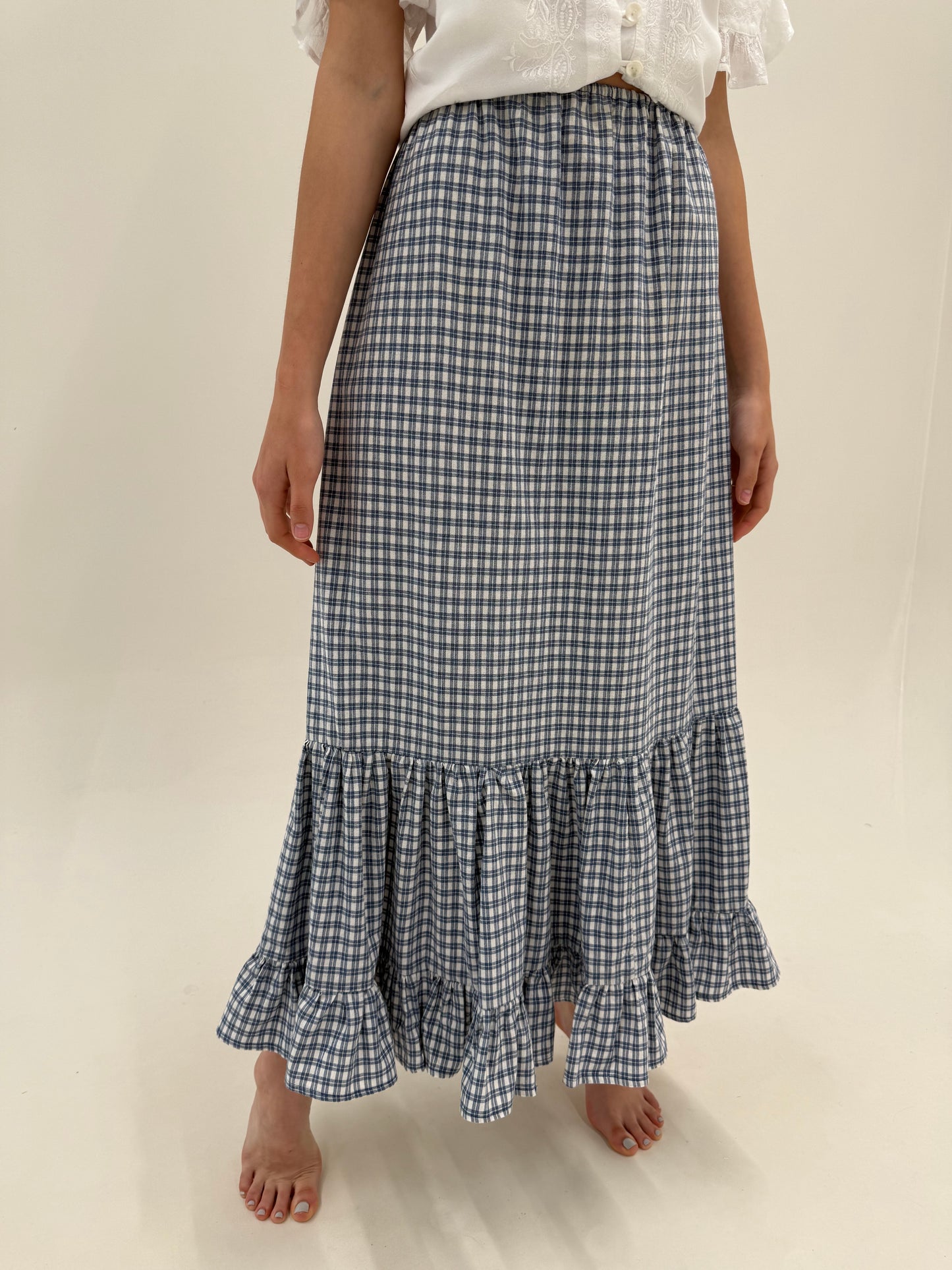 Fustă gingham maxi de brand luxury Sportalm din pânză cu talie elastică