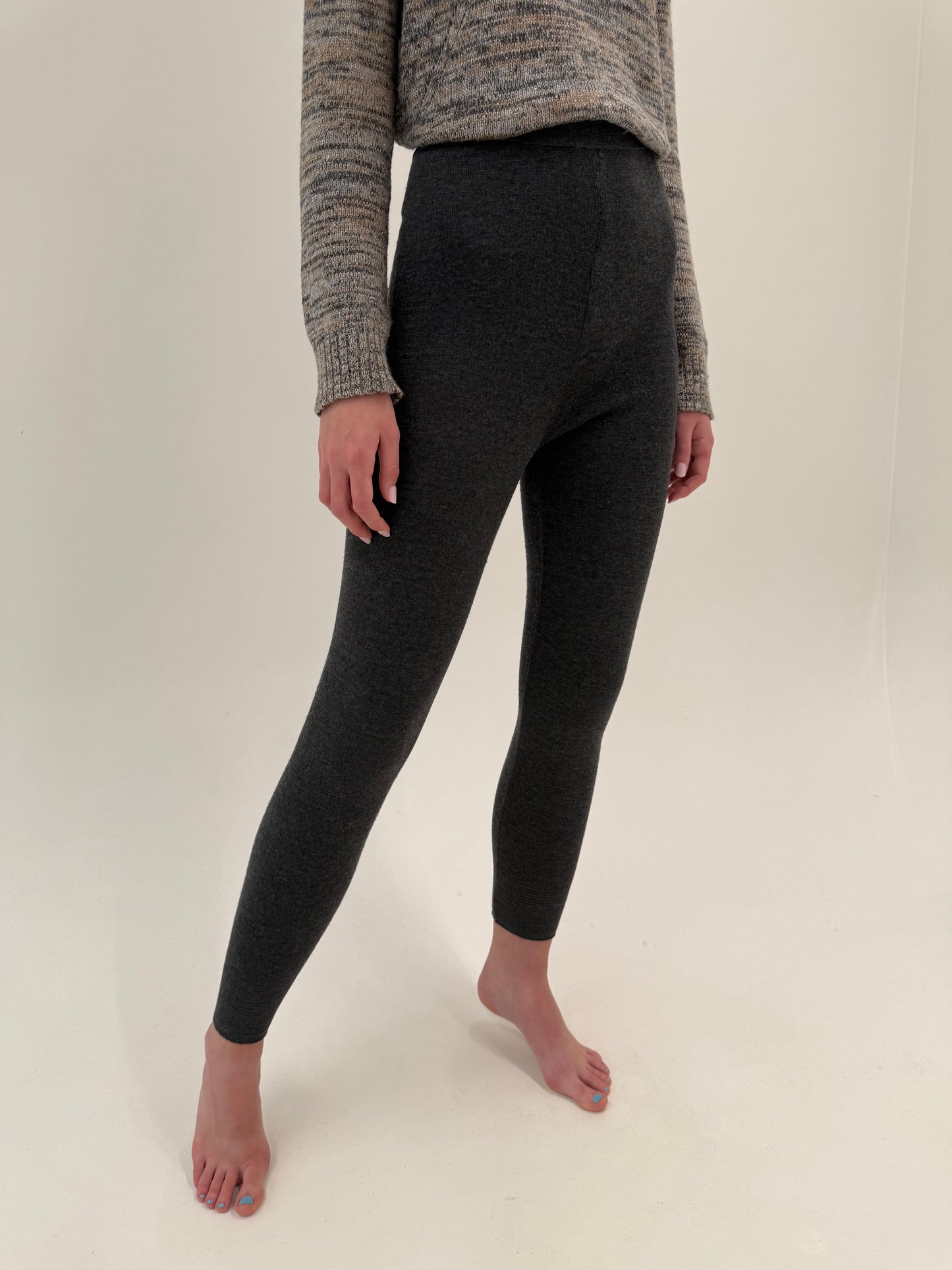 Pantaloni skinny fit cu talie ultra ultra înaltă din lana merino de gramaj mare