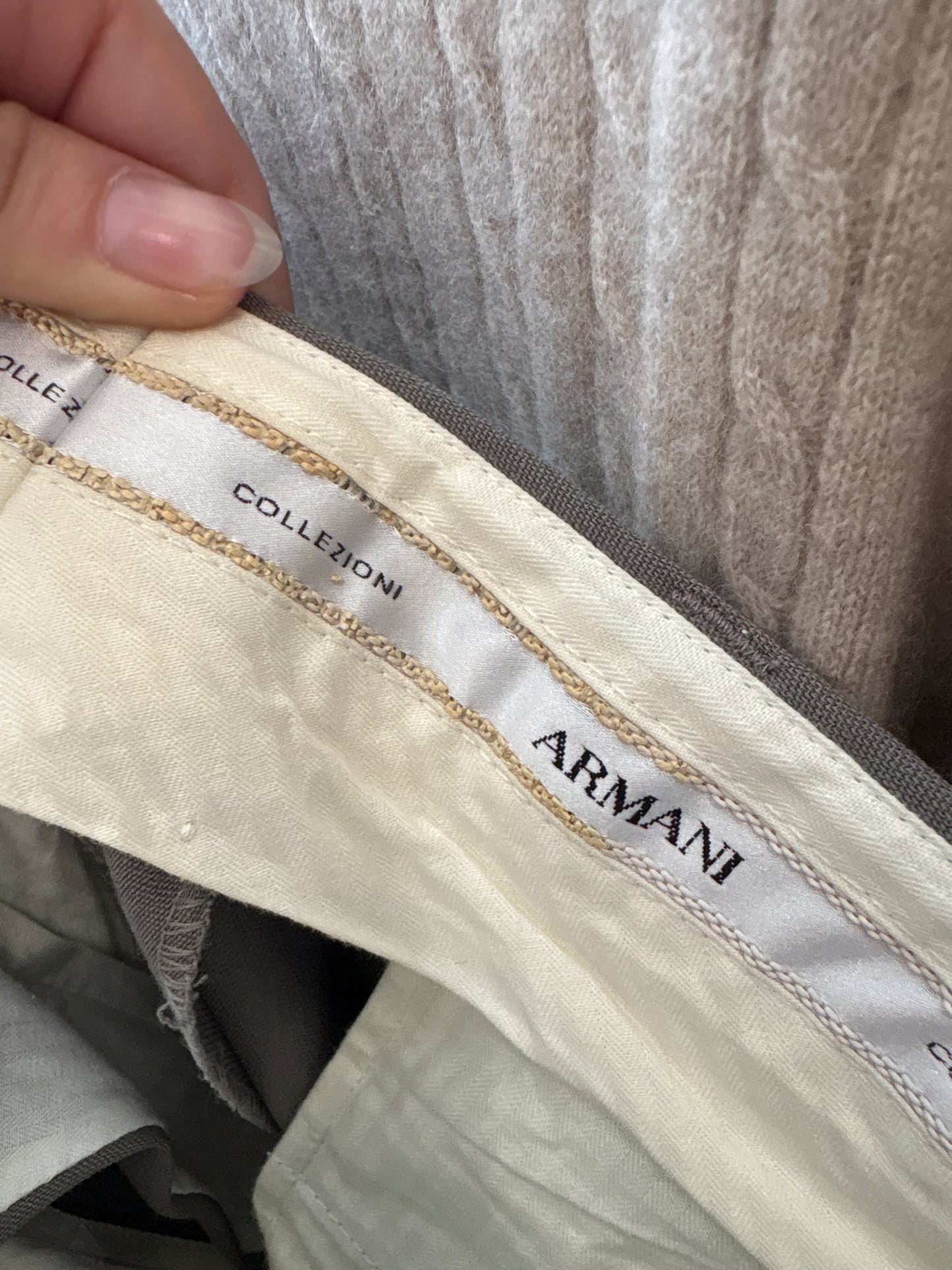Pantaloni luxury Armani Sage green din lana extrafina