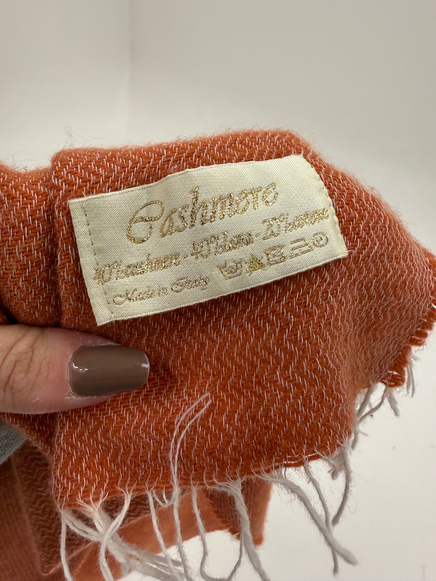 Shawl XXXL gros din cașmir oranj și camel Chevron