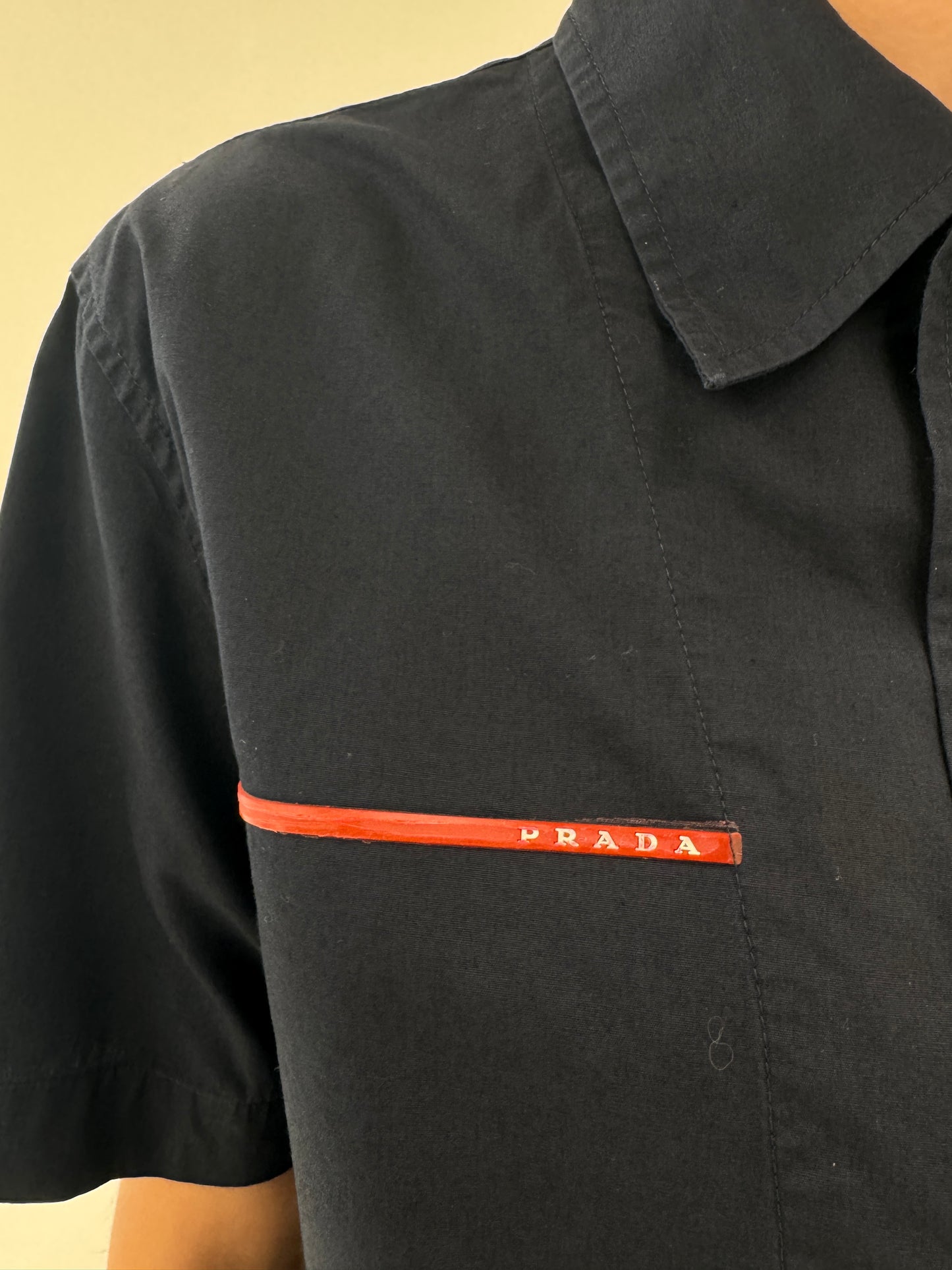 Cămașa vintage Prada cu influențe casual din poplin de bumbac