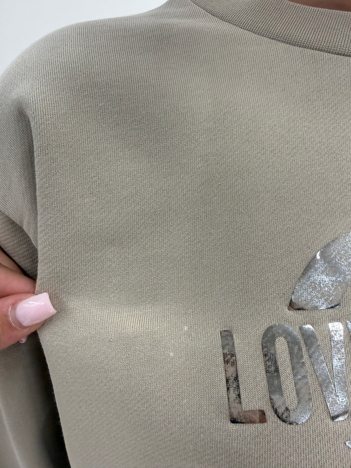 Bluză Moschino casual din bumbac gros grej în croi oversized