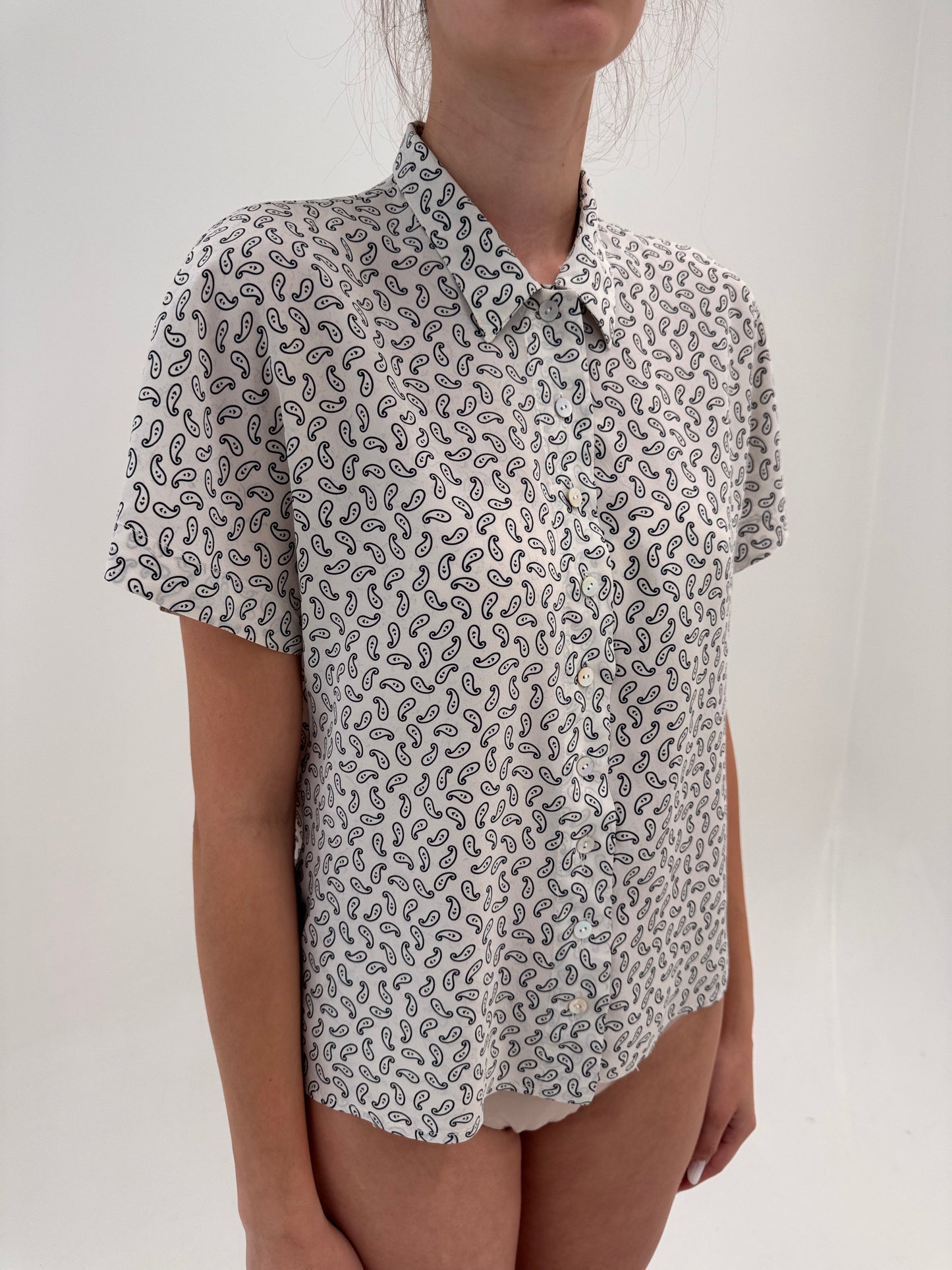 Cămașa de brand vintage luxury Byblos din mătase naturală cu print paisley
