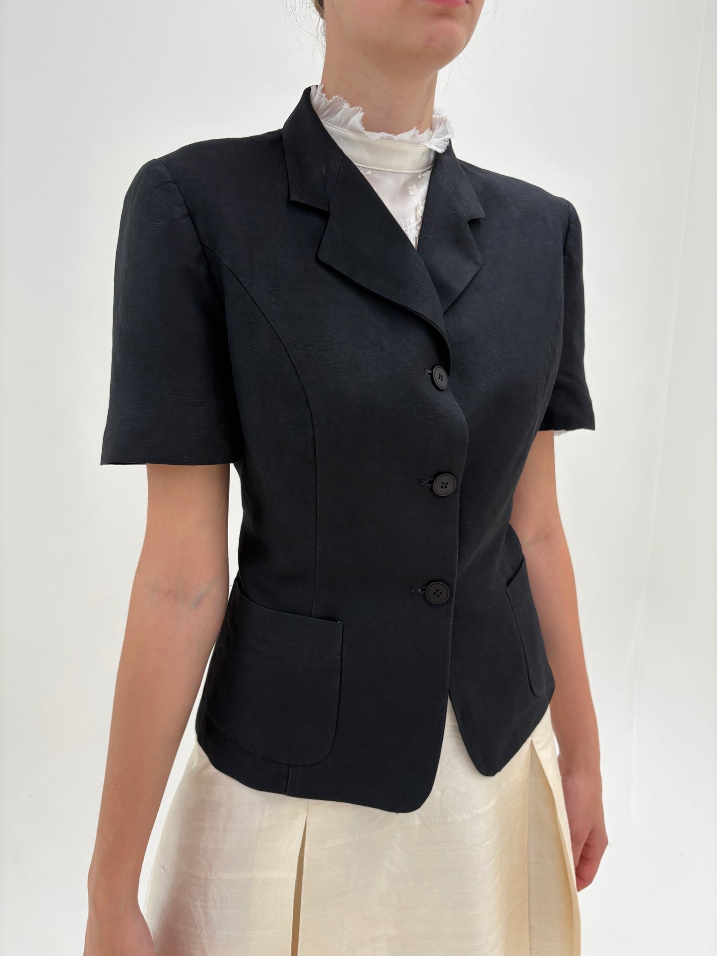 Sacou negru Marella by Max Mara în croi cambrat din pânză