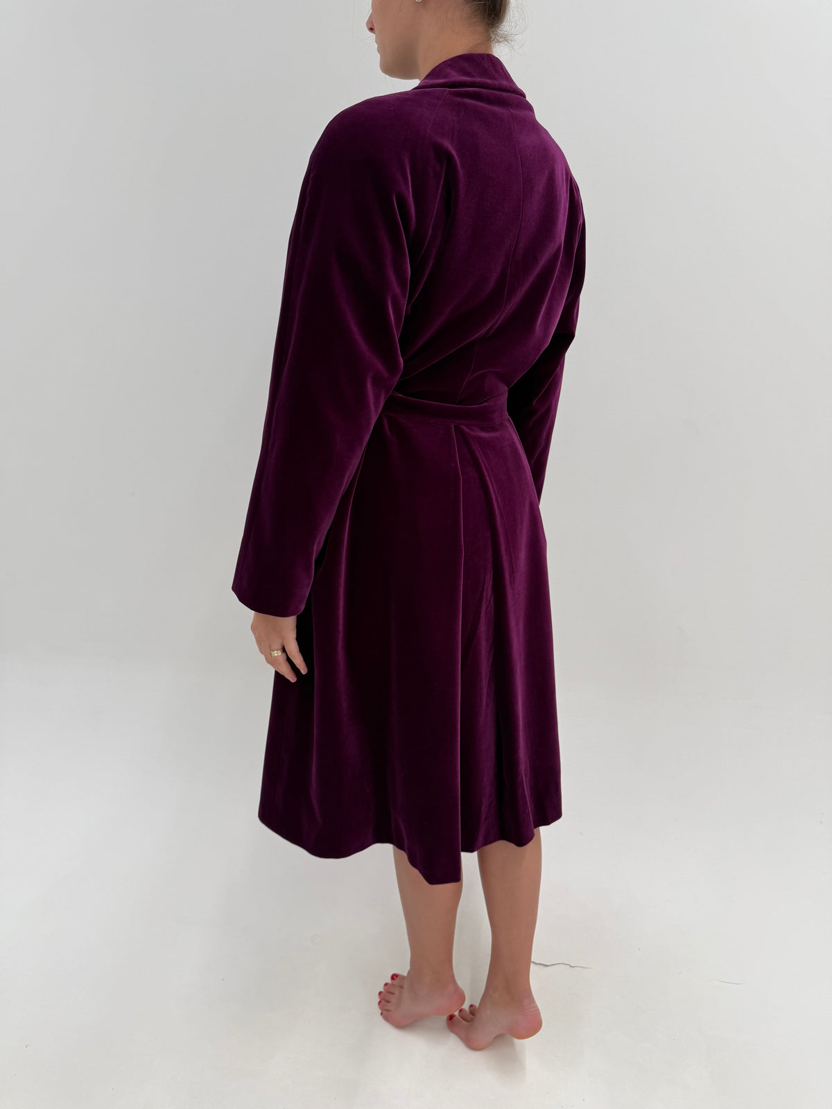 Trench italian de designer din catifea excepțională de bumbac deep magenta