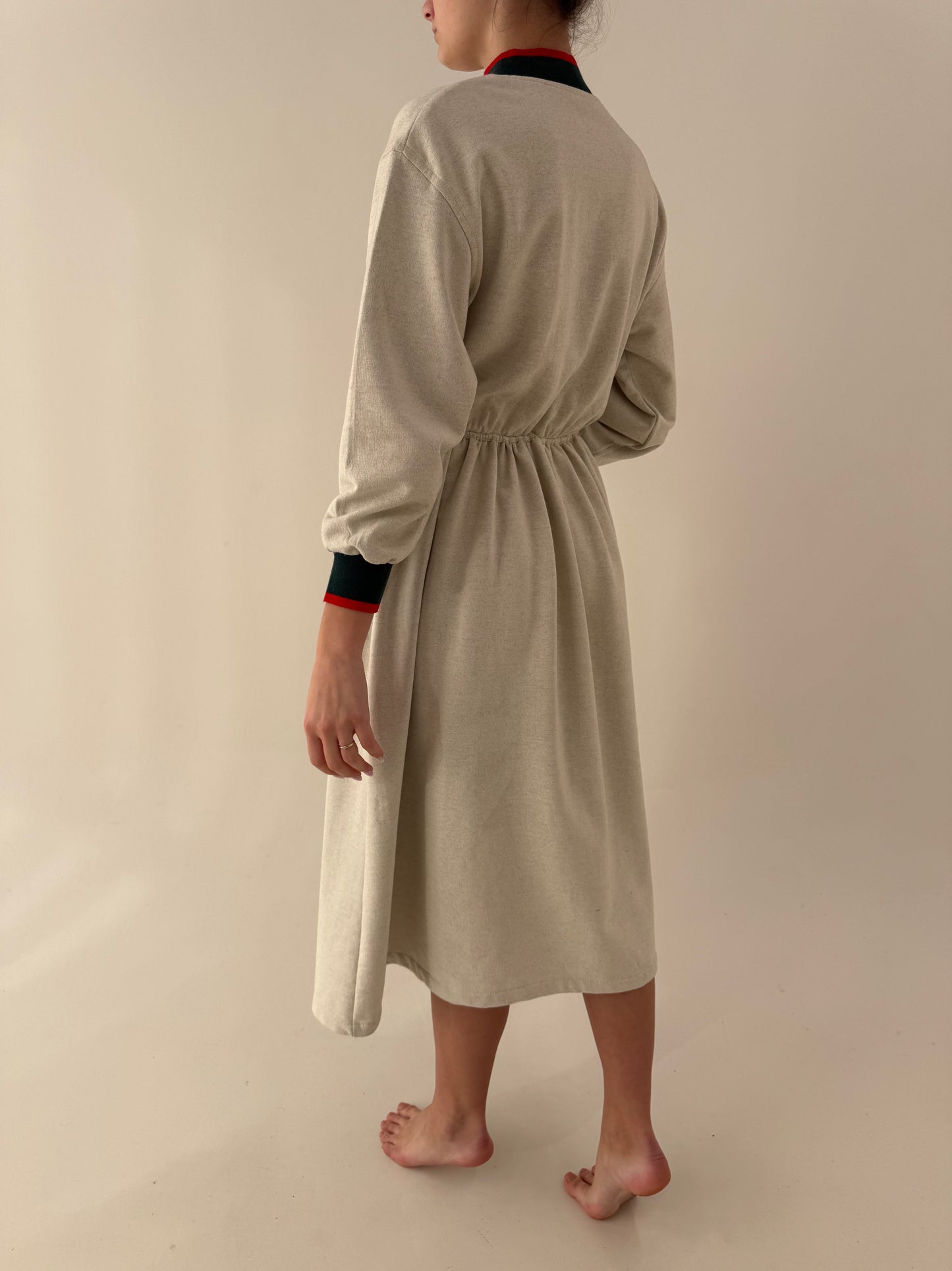 Rochie vintage nouă cu etichetă în stil Gucci din bumbac gros cu influențe casual