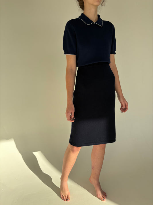 Fustă din jerse plin de lana merino extrafina