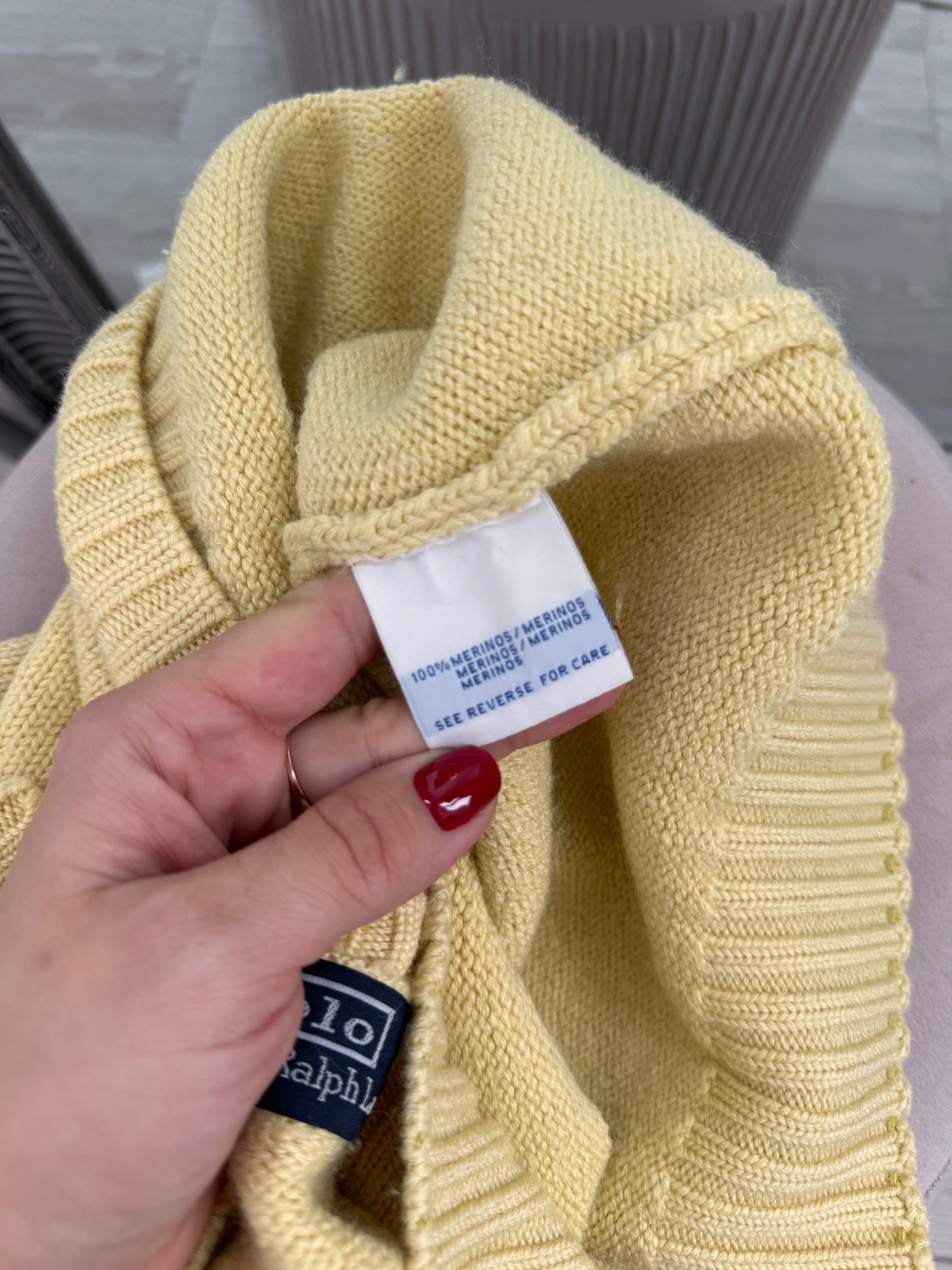 Pulover galben pal Ralph Lauren din lana merino extrafina groasă