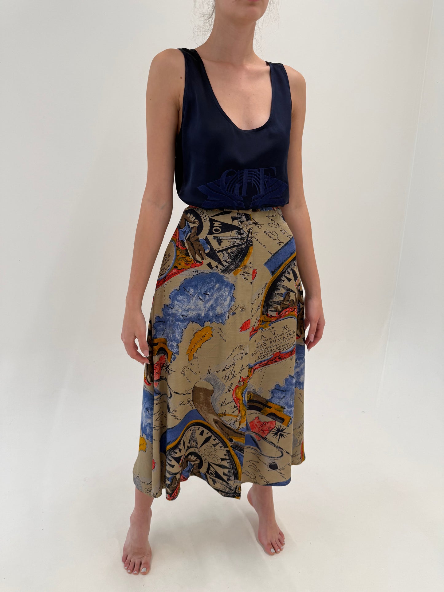 Fustă maxi luxury Byblos cu print și buzunare extrem de vaporoasă