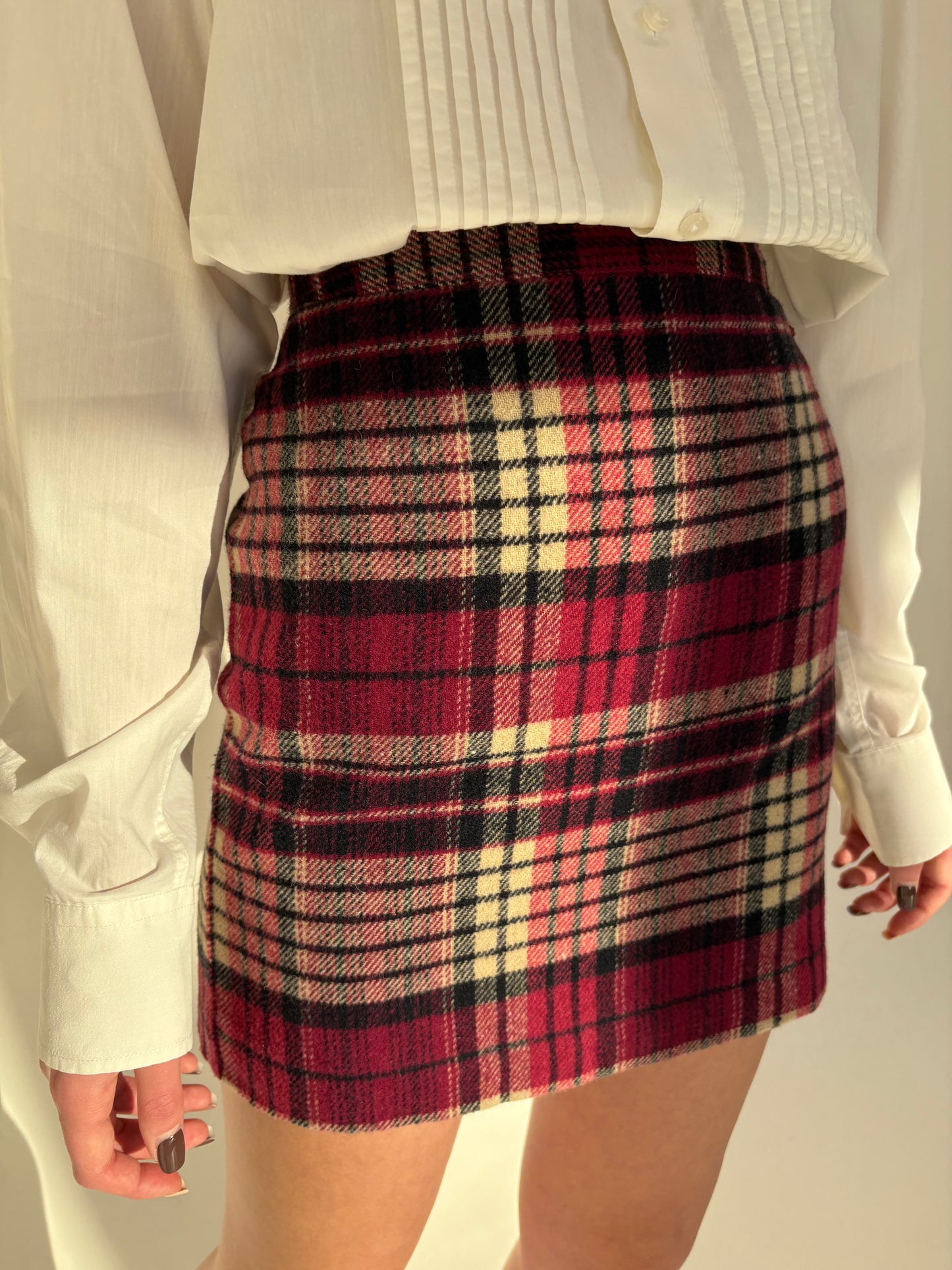 Fustă mini din Tartan în carouri și nuanțe de roz