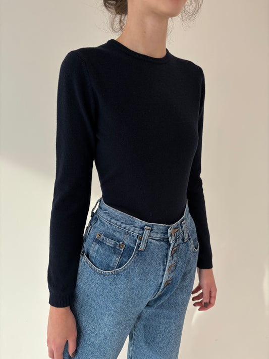 Pulover de lana extrafina Navy blue de gramaj mare