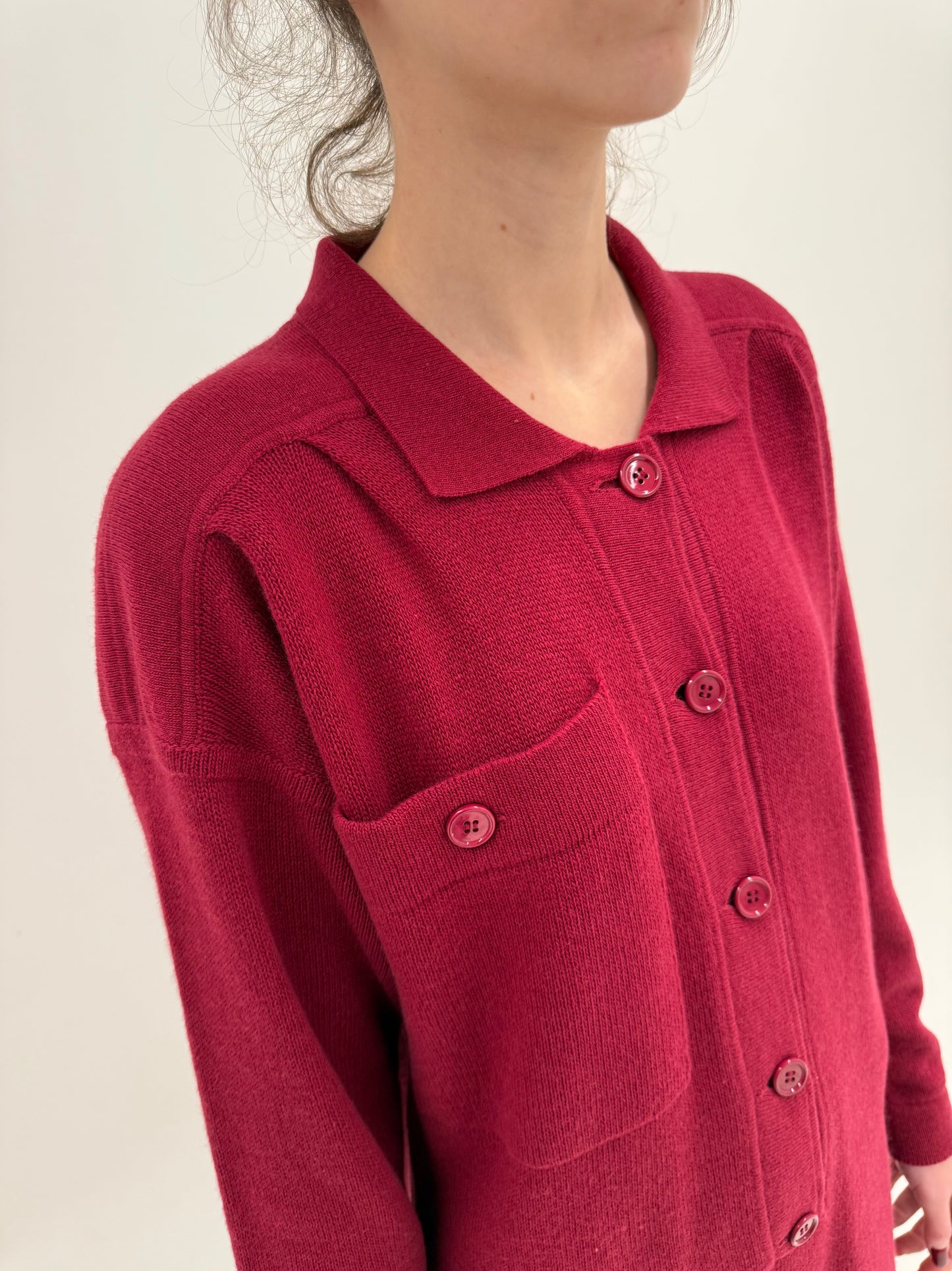 Rochie raspberry red din tricot plin de lana extrafina și Angora