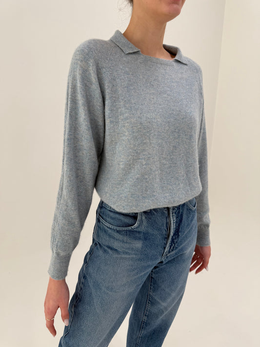 Puloveras polo din cașmir dusty baby blue nou cu eticheta