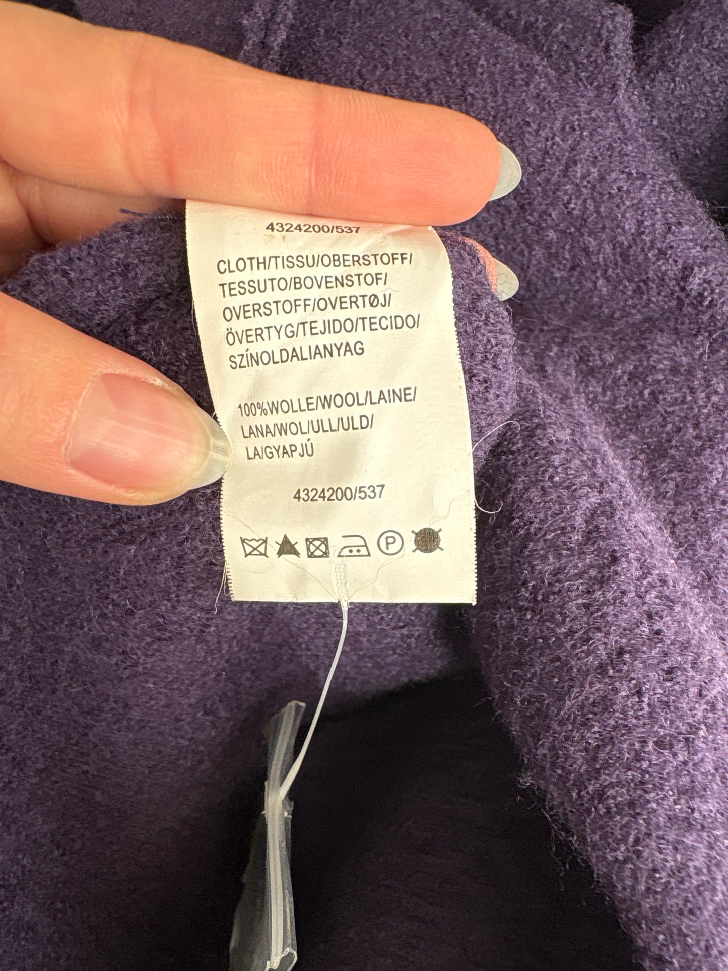 Jacheta din boiled wool în croi tip capa eggplant