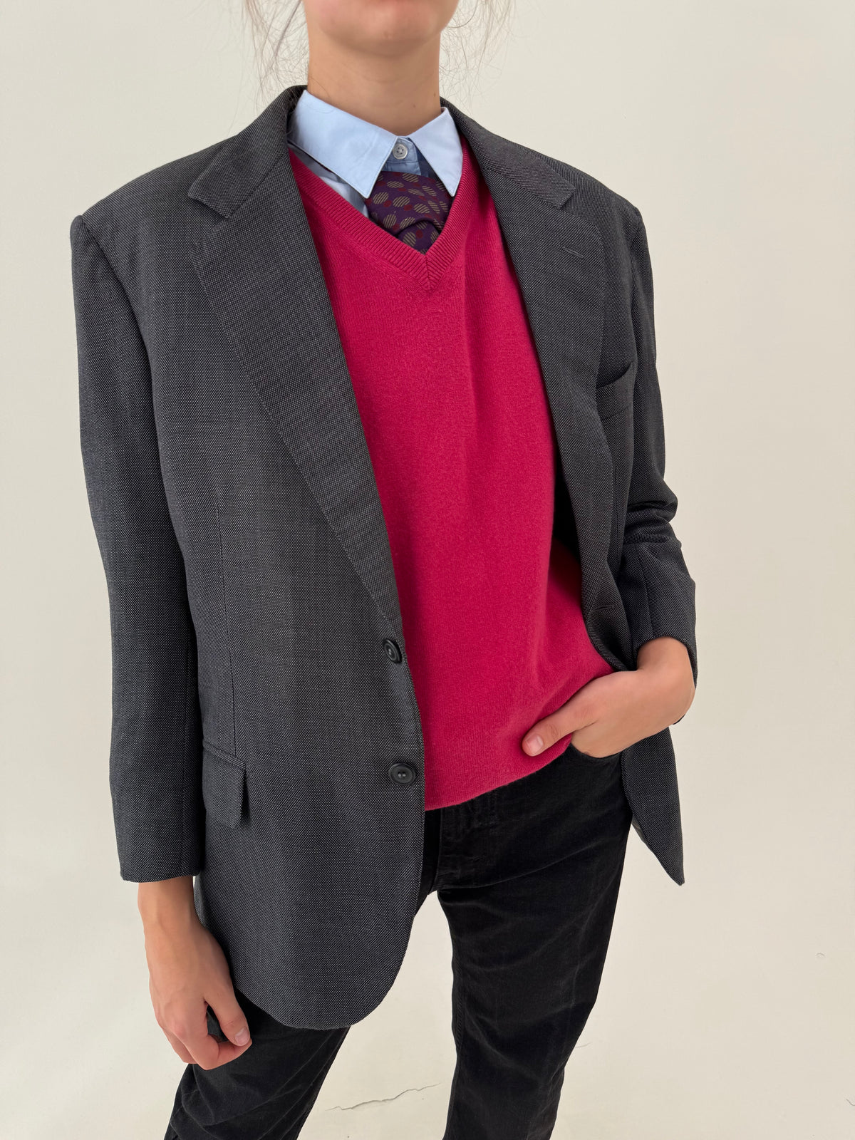 Sacou high end sartorial italian din stofă ultra luxury super 150’s din lana și cașmir