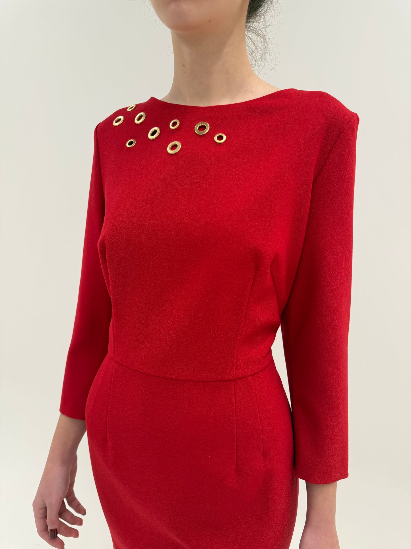 Rochie luxury Escada de la business la cocktail roșu tare