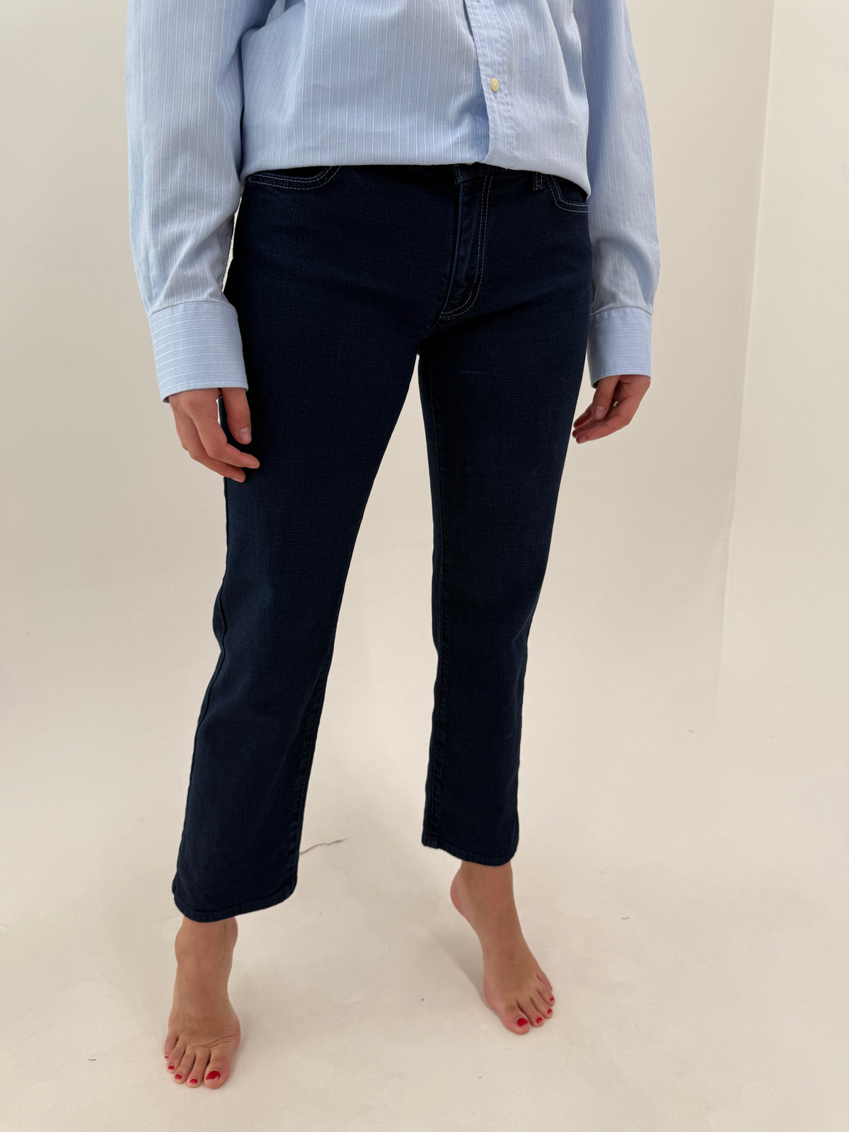 Jeans Armani petite indigo wash din bumbac ultra confort modelator straight leg