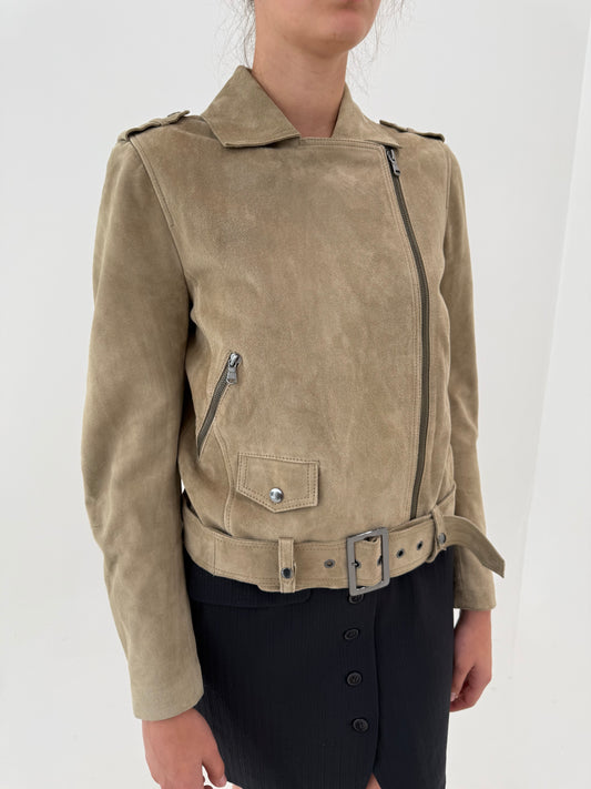Geaca biker Max&Co by Max Mara din piele naturală întoarsă mănușă