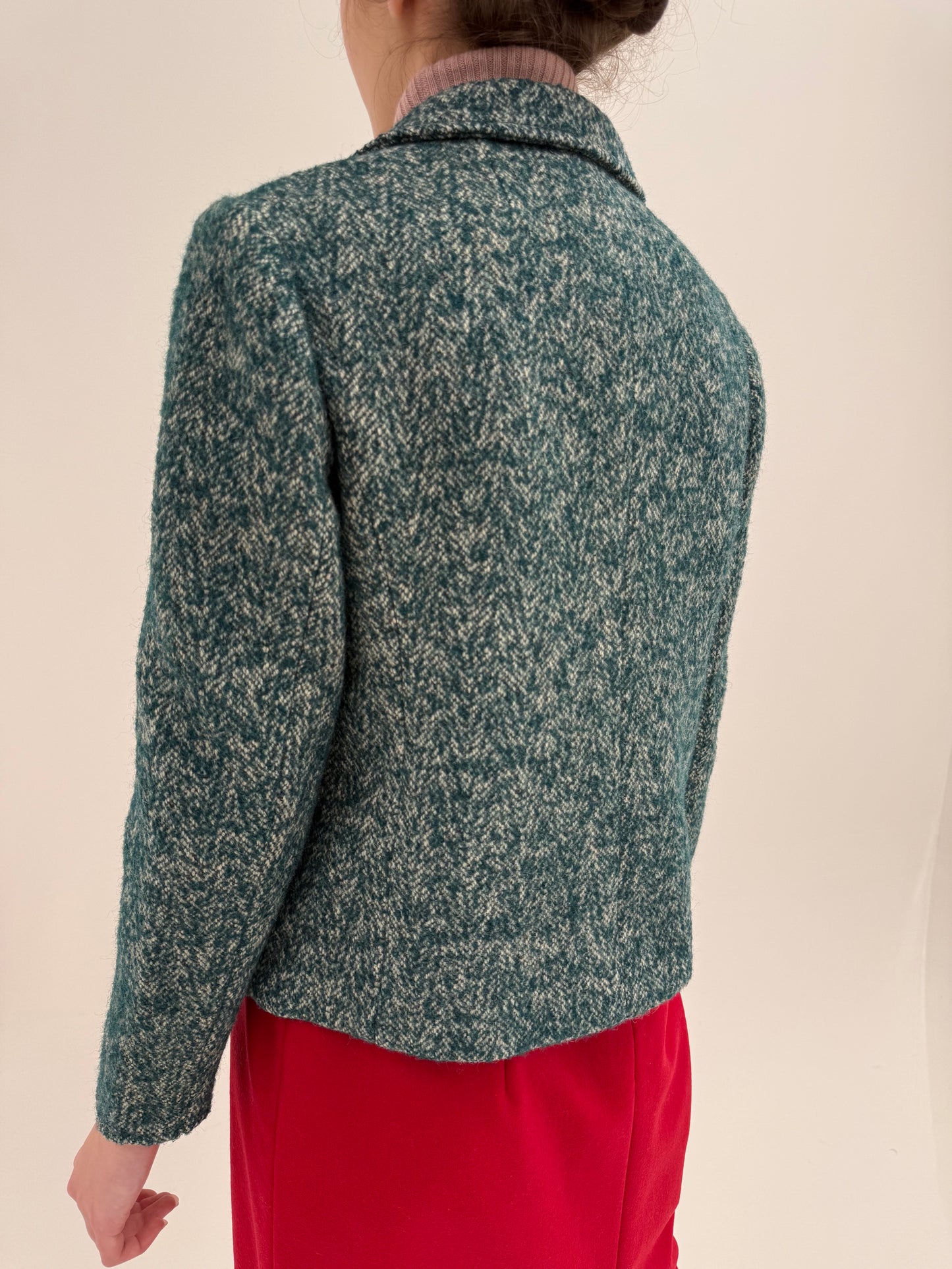 Sacou gros din tweed de brand premium italian Camel și forest green