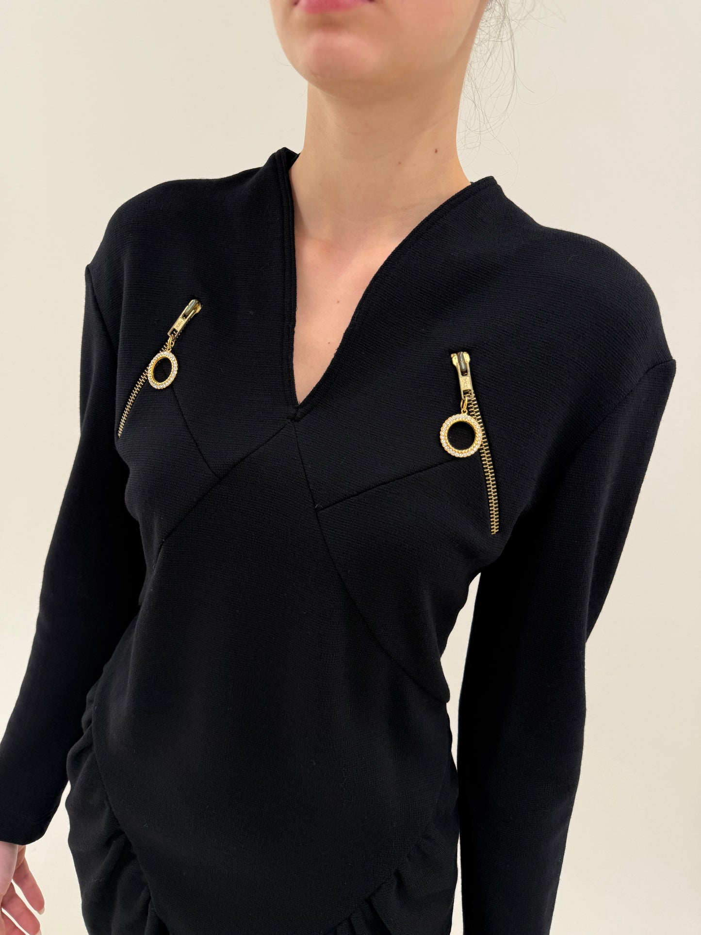 LBD Rocco Barocco old vintage anii 80 din jerse extrafin de lan subțire