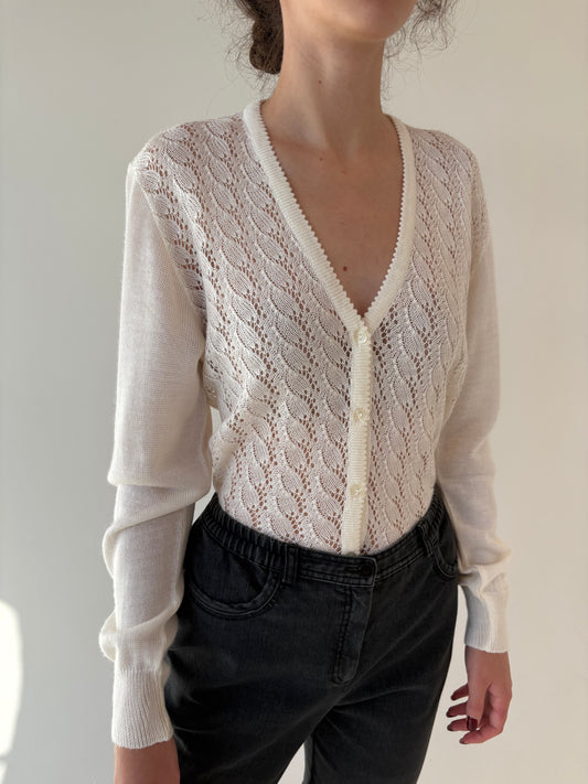 Cardigan vinatge dantelat din mix de lana extrafina