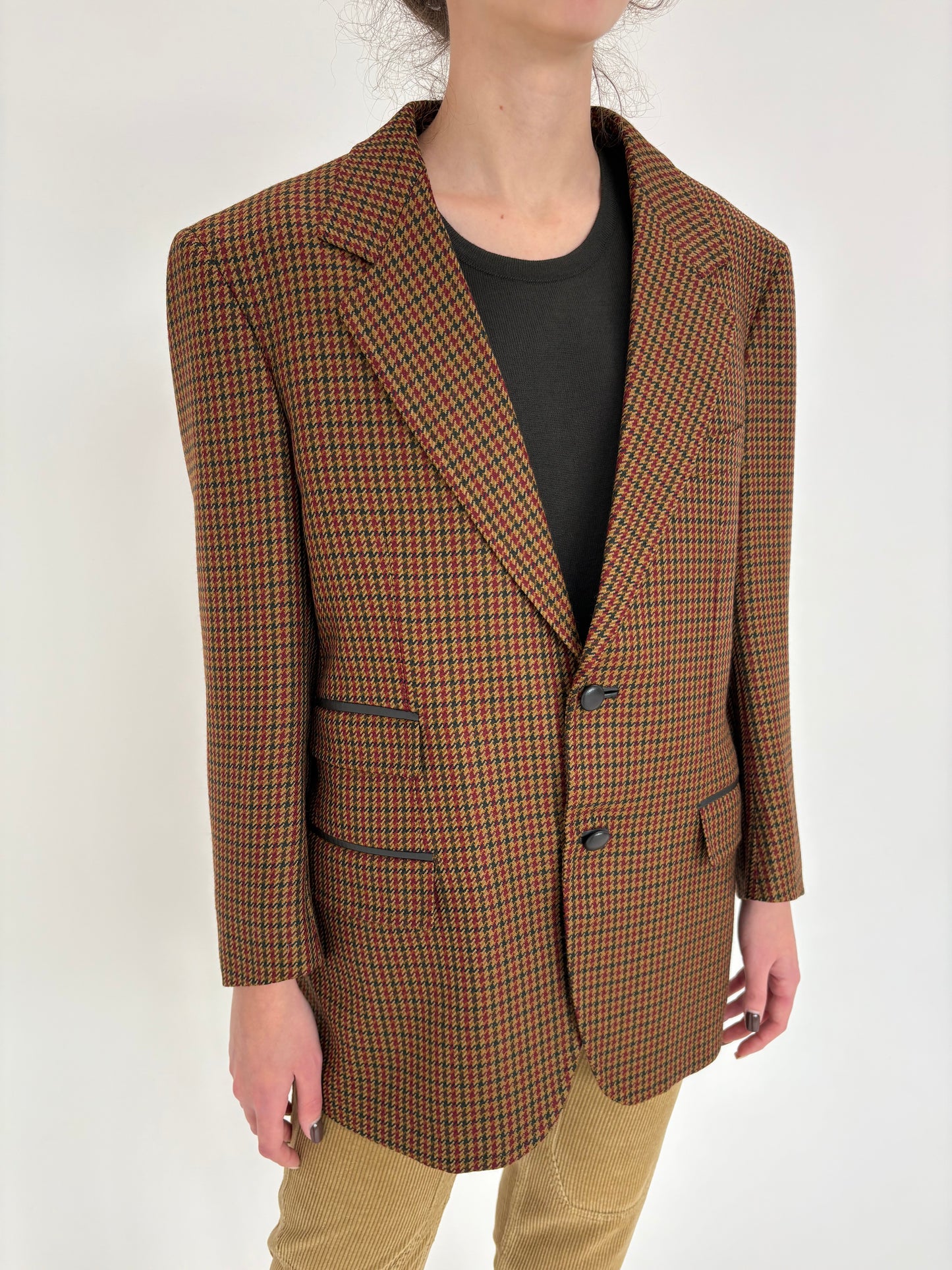 Sacou camel petite italian din tweed de lana în combinație superbă de culori