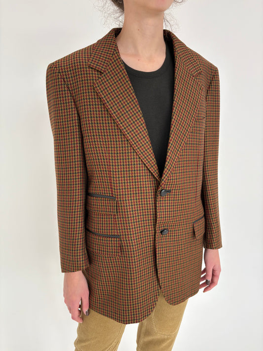 Sacou camel petite italian din tweed de lana în combinație superbă de culori