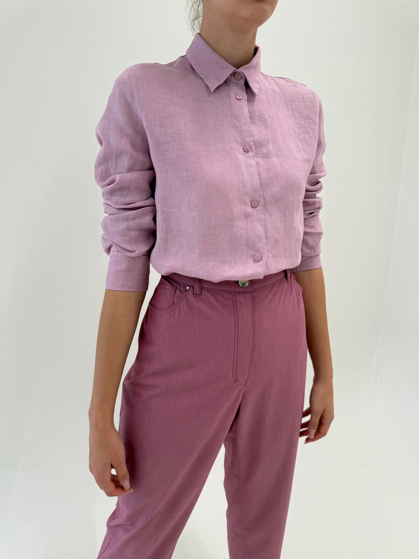 Cămașa dusty rose Pink din in