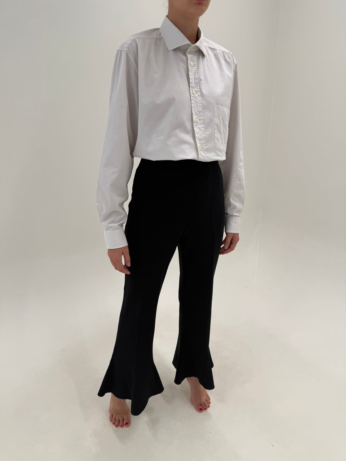 Pantaloni Esacada negri în croi ultra chic din stofita de lana ultra confort tall