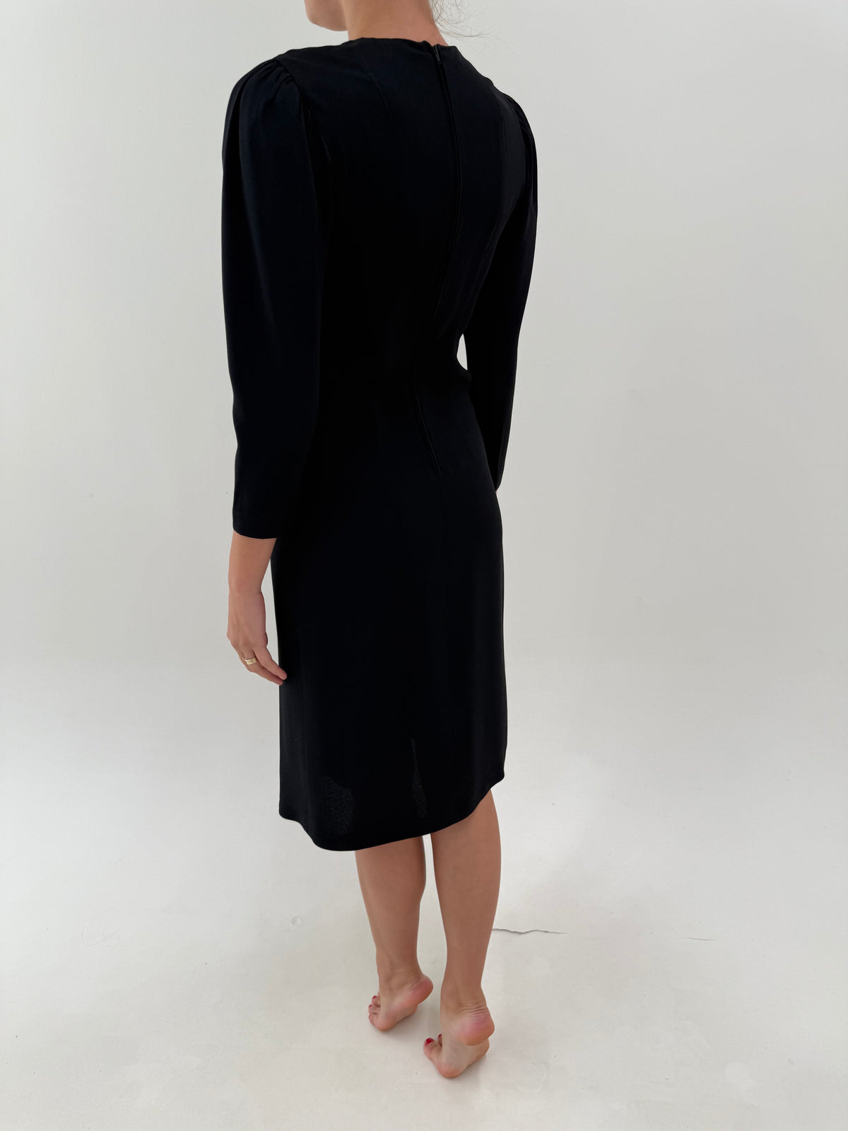 LBD Luisa Spagnoli vintage de la business la seara din crep plin cu talie marcată