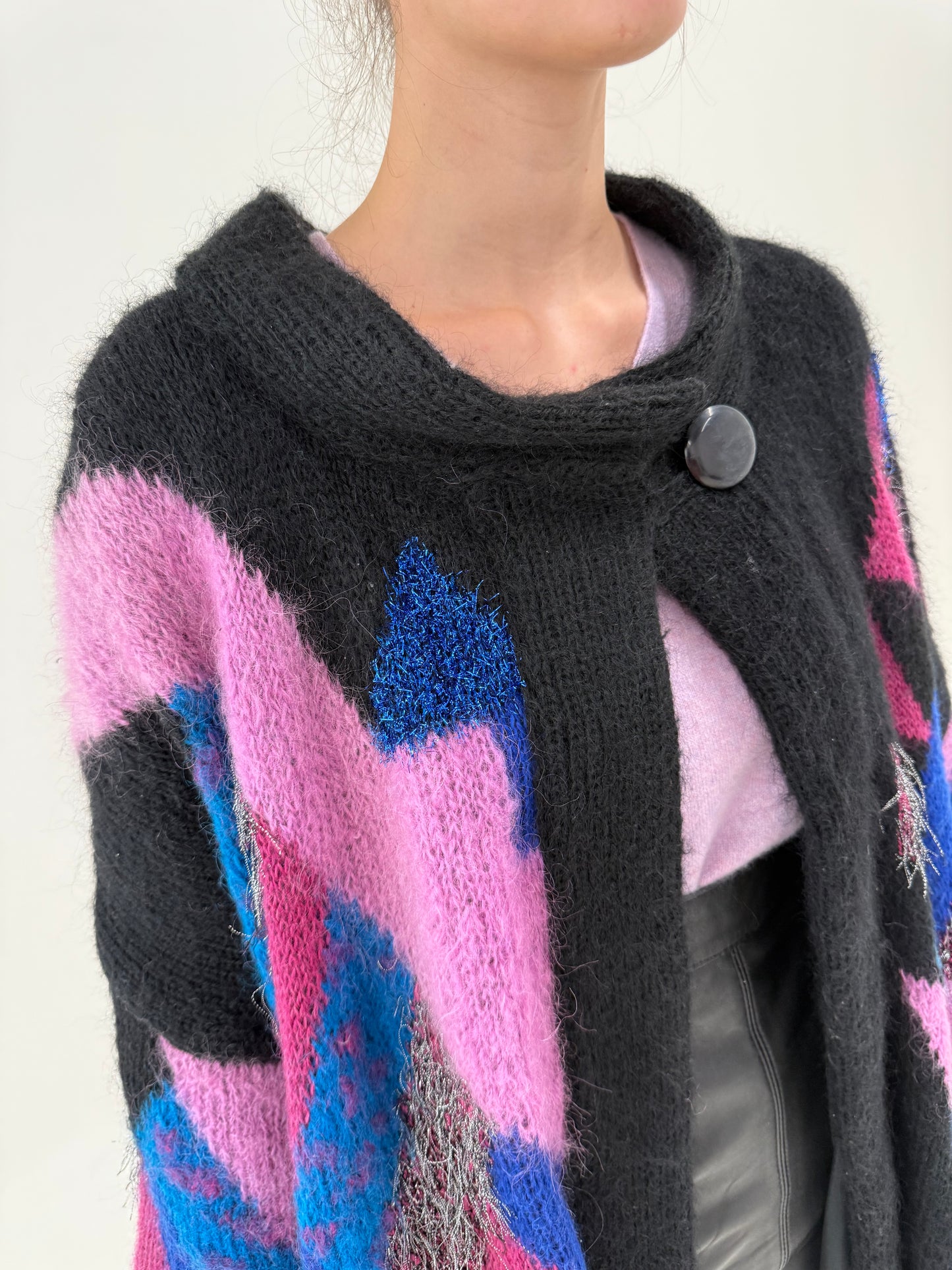 Jacheta vintage din tricot de lana în croi oversized