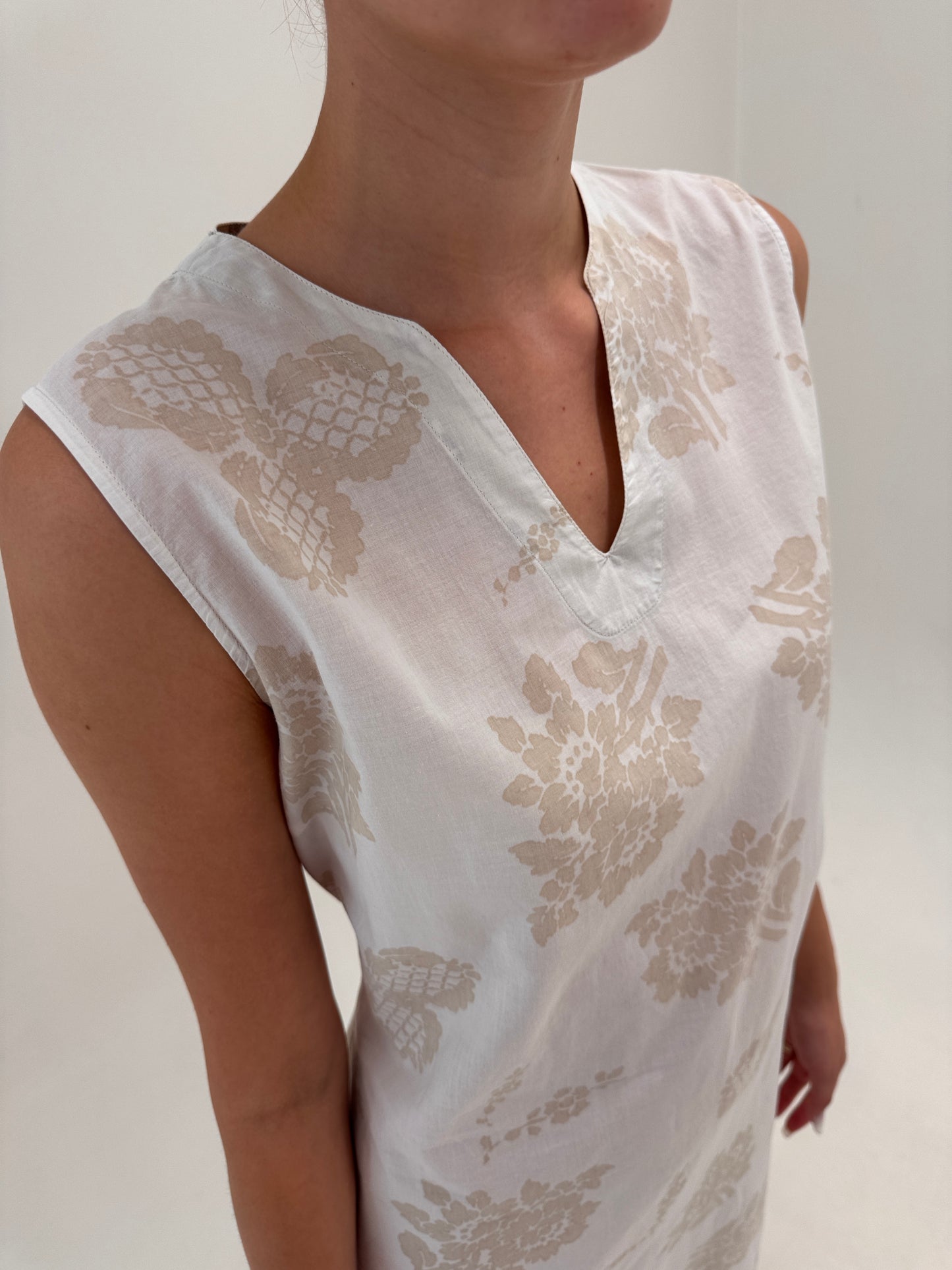 Rochie maxi de brand luxury Colmar din panzica fină de bumbac cu print camel
