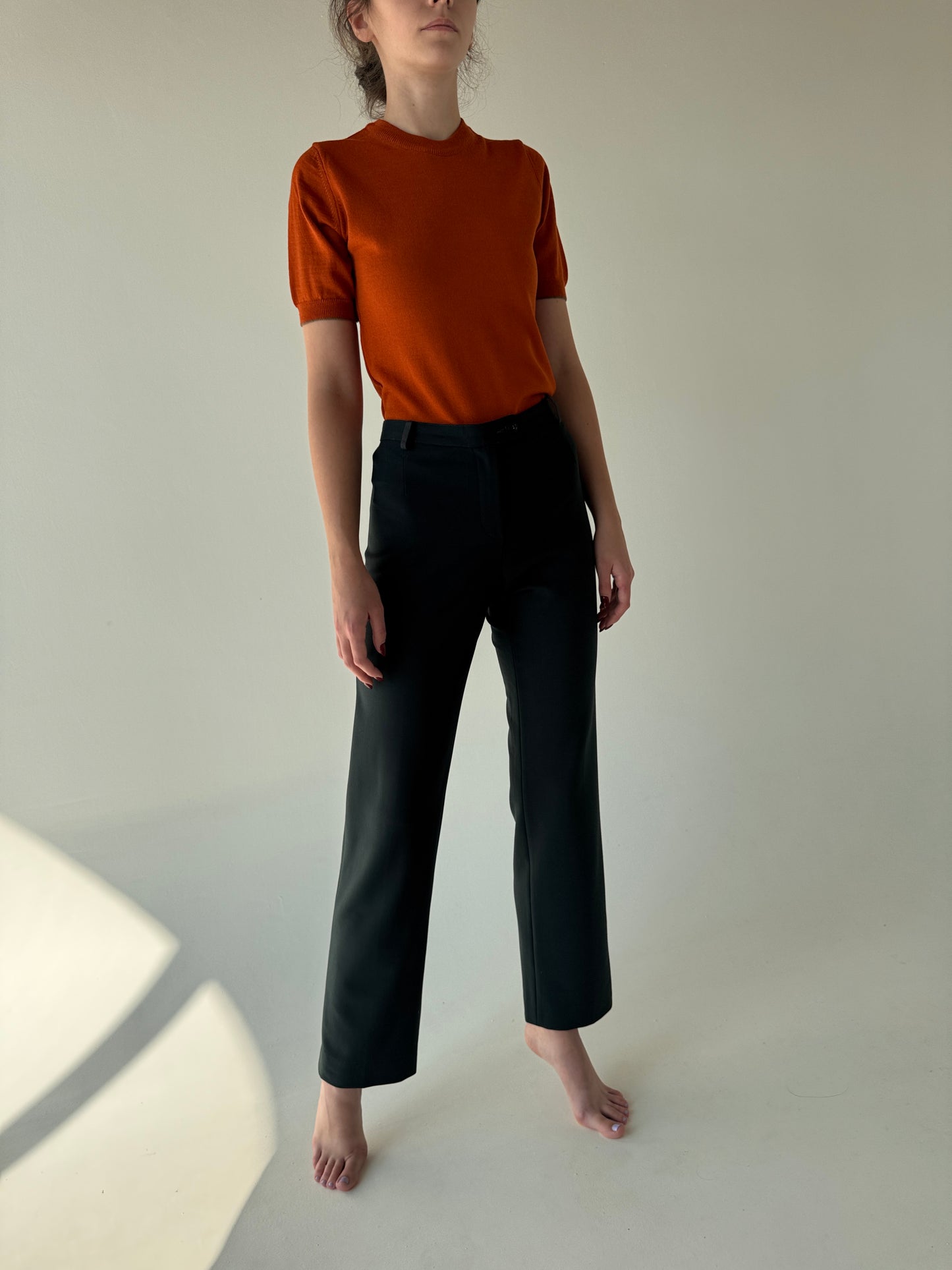 Pantaloni ultra premium italienești din lana extrafina strech forest green