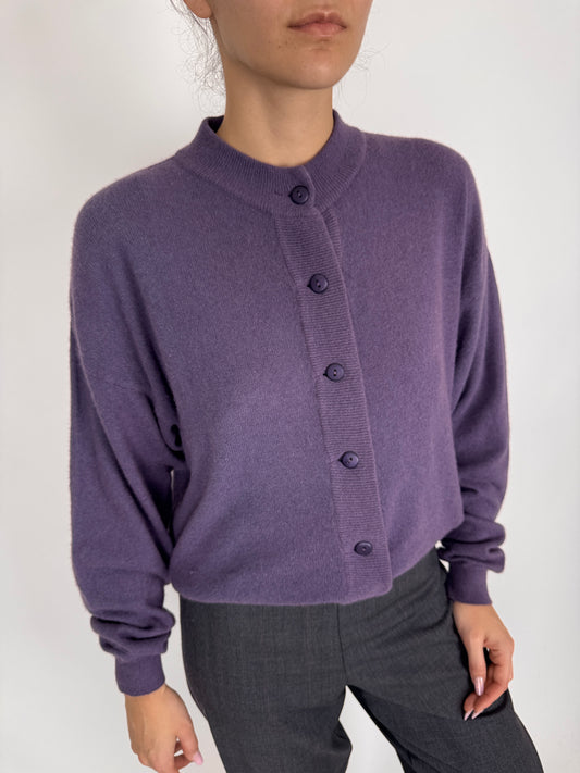 Cardigan vintage din lana extrafina și Angora old lilac