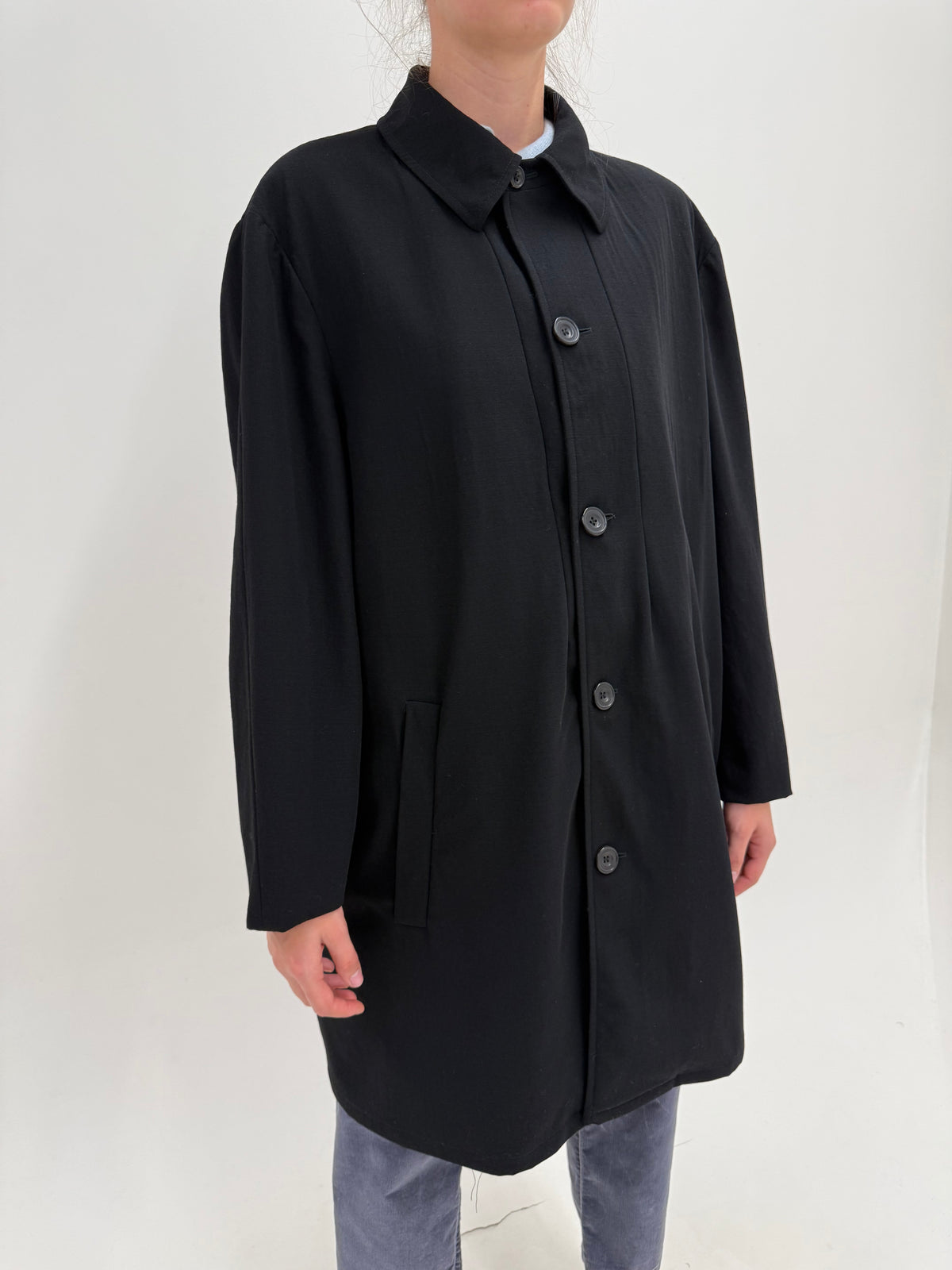 Palton Zegna ultra luxury Navy din lana extrafina în croi super revenit în trend