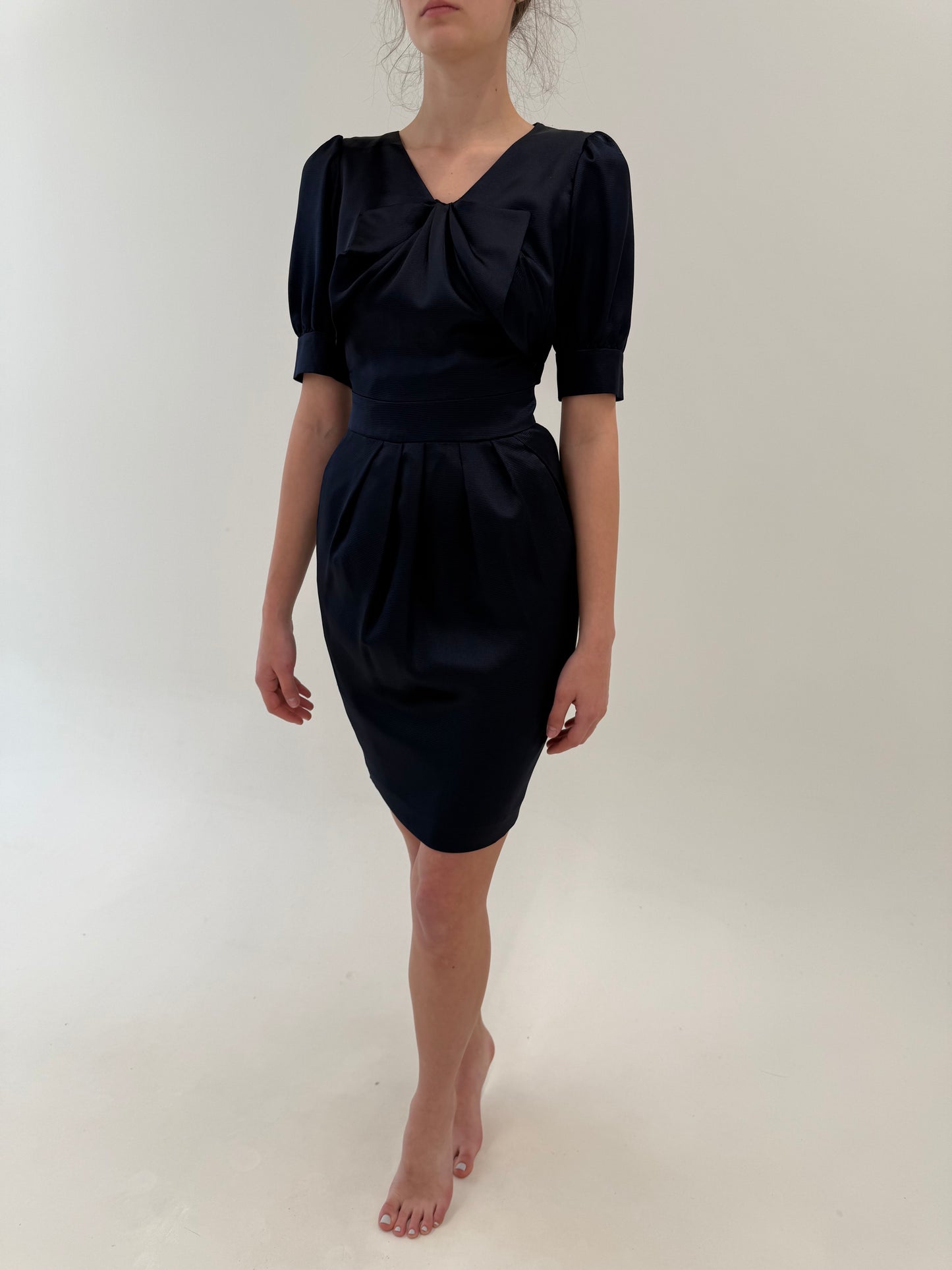 Rochie italiană din mătase naturală satinata texturată ultra cambrata