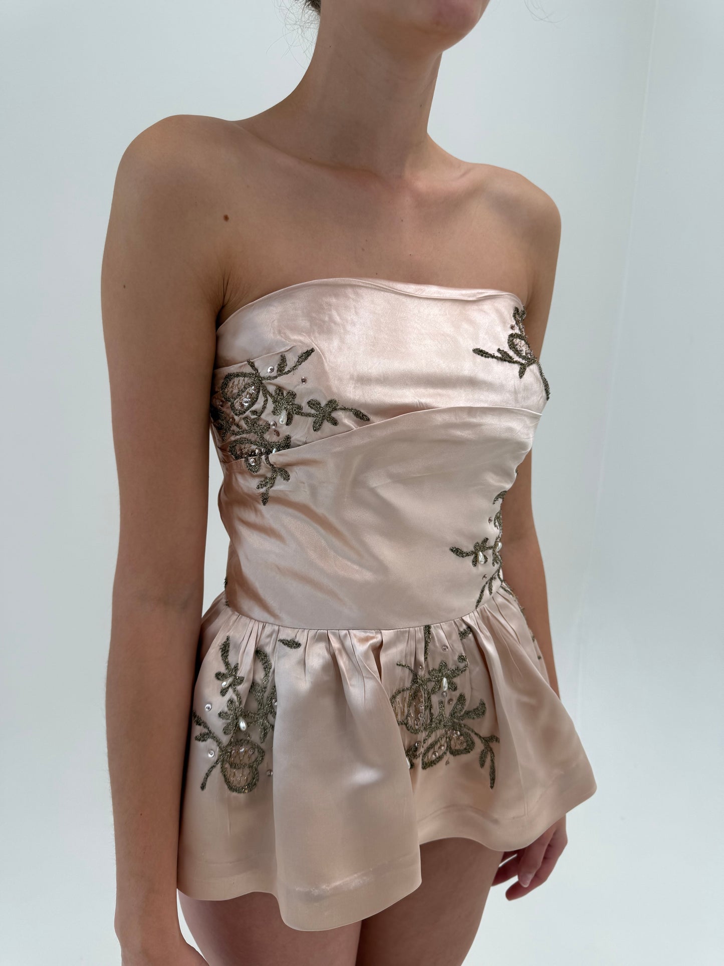 Corset luxury vintage din mătase naturală plină cu aplicații manuale delicate