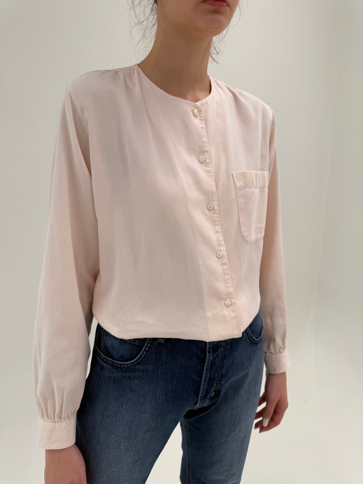Cămașa powder Pink petite in croi minimalist din poplin premium texturat